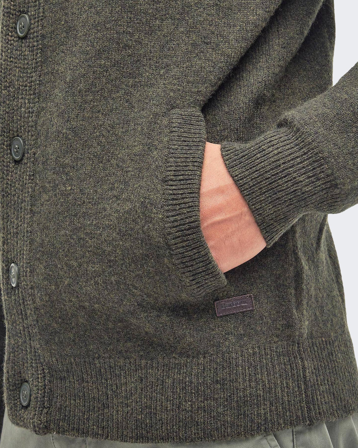Barbour Heren Essential Patch gebreide cardigan met rits Zeegroen - Eleganza.nl