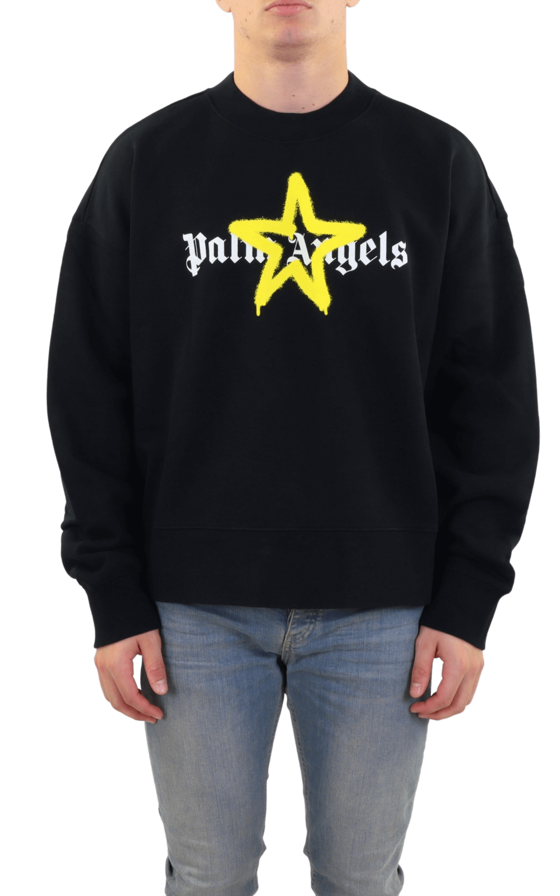 Men Star Sprayed Sweater Black