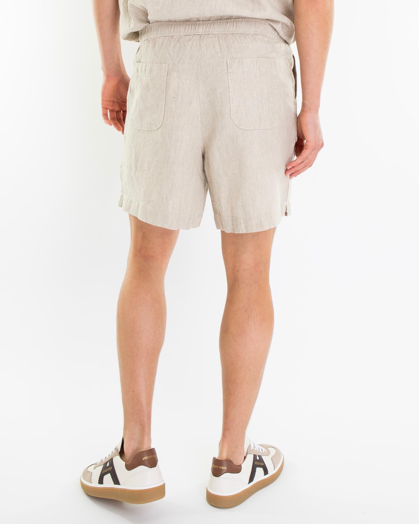 Heren Garden Hose Linen Short Beige