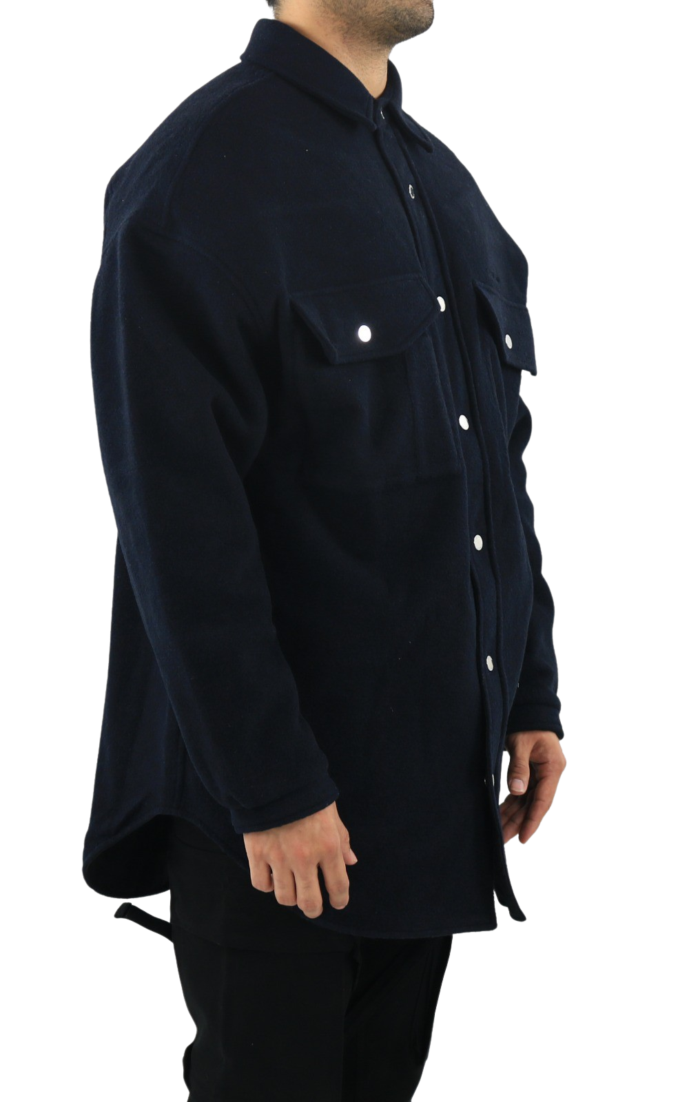 Men Oversized Shirt Coat Navy Blue