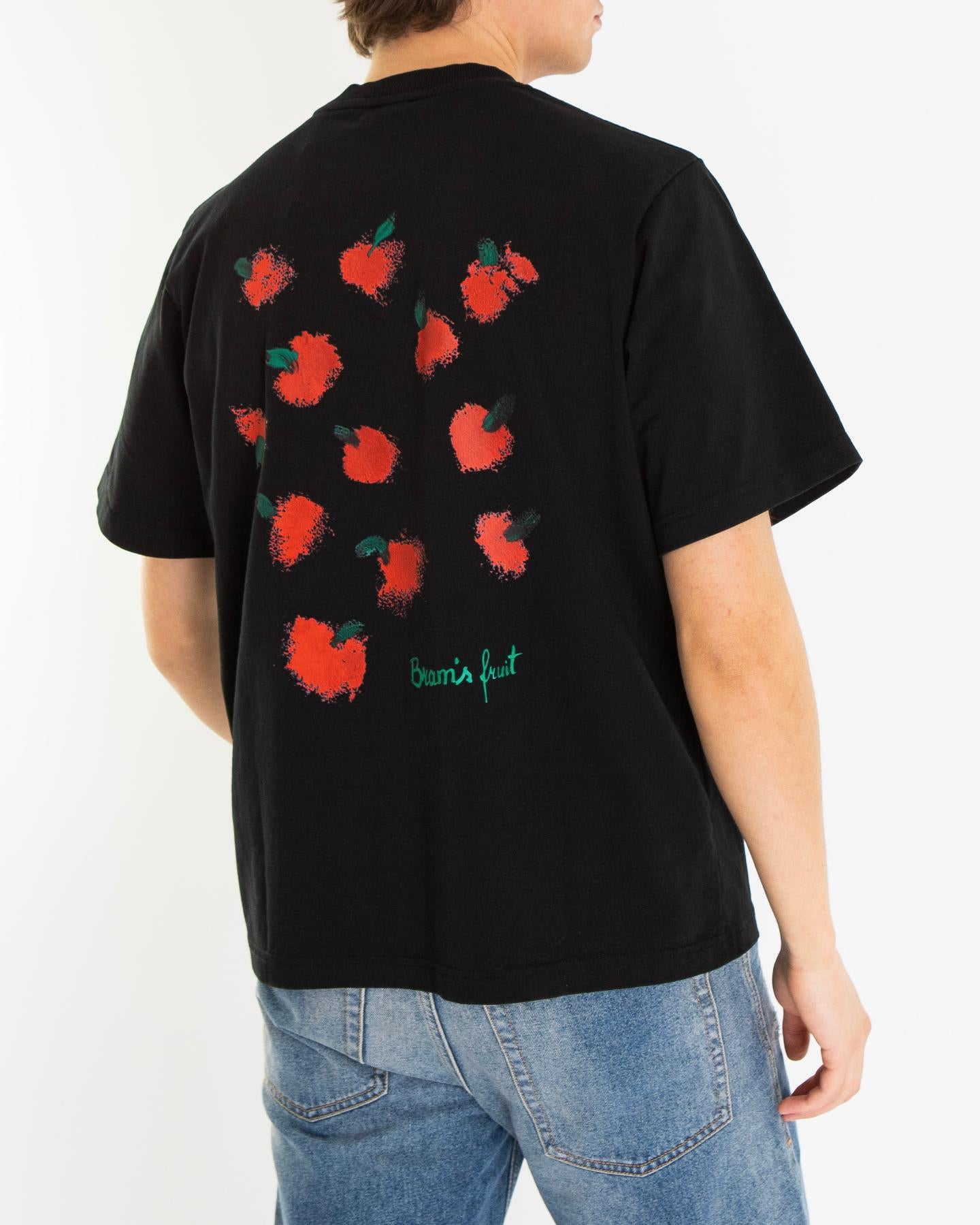Heren Fruit Acrylic T-Shirt Zwart