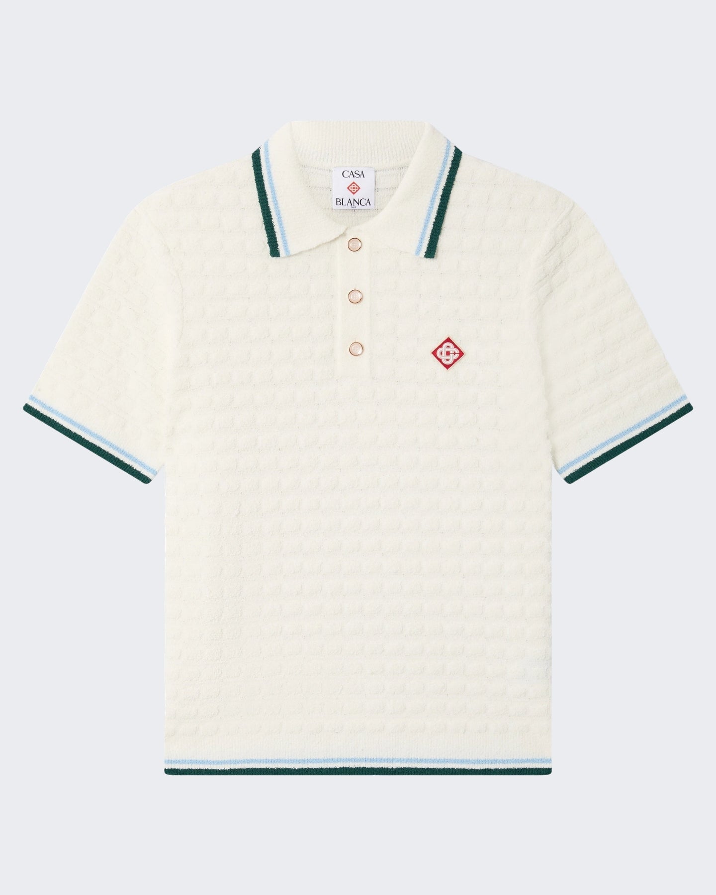 Casablanca Heren Boucle Short Sleeve Polo Wit - Eleganza.nl