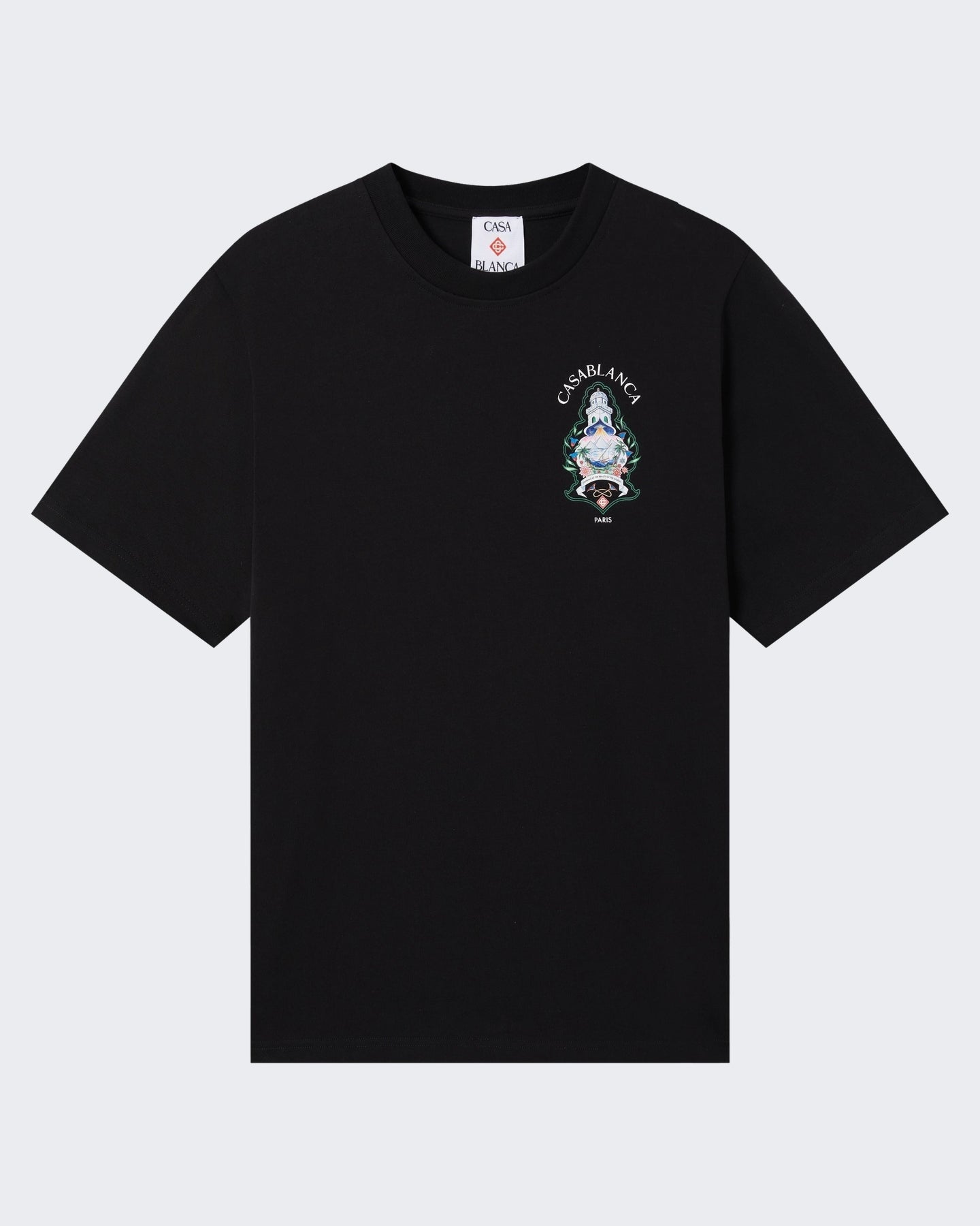 Casablanca Heren Classic T-Shirt Hotel Emblem Zwart - Eleganza.nl