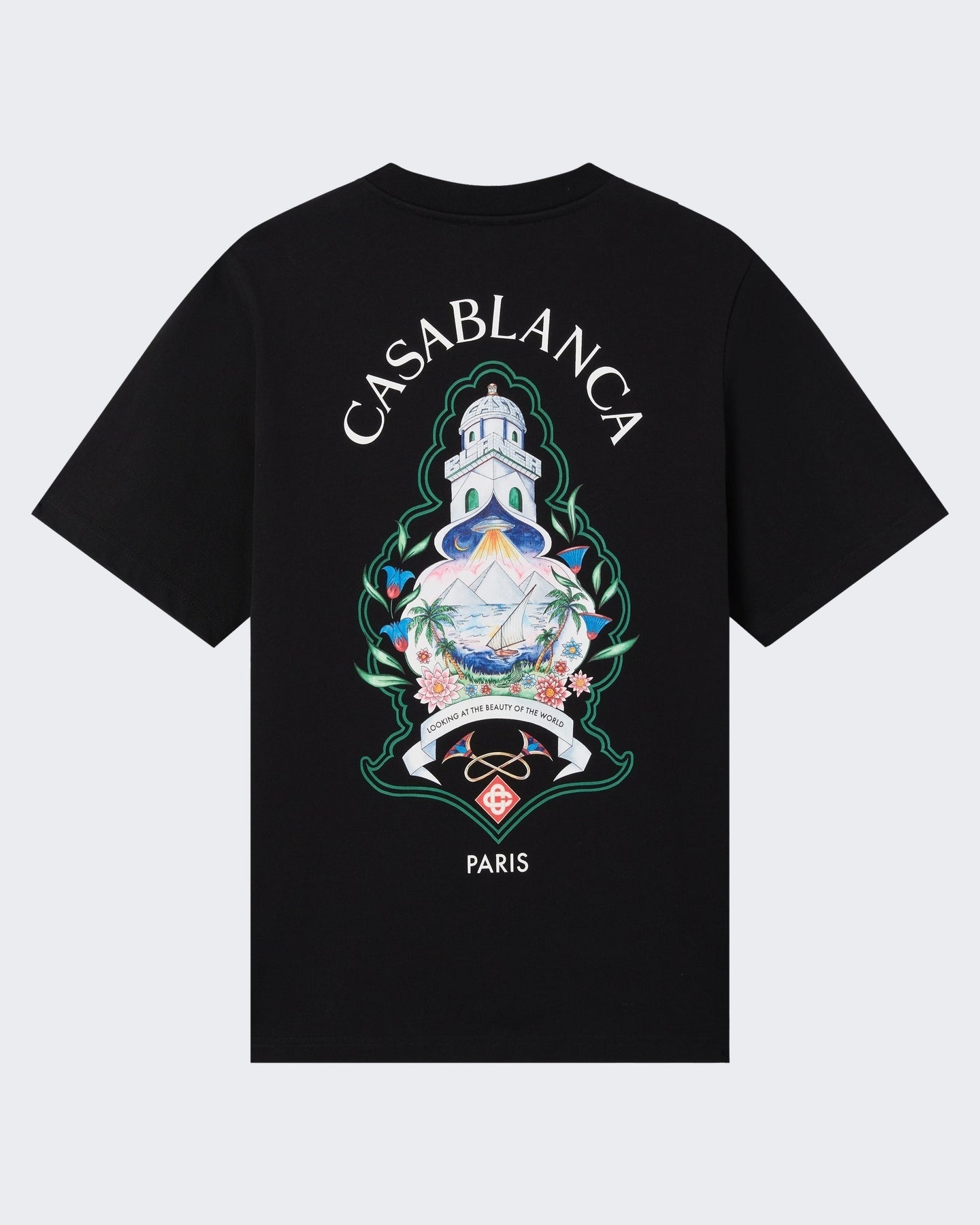 Casablanca Heren Classic T-Shirt Hotel Emblem Zwart - Eleganza.nl