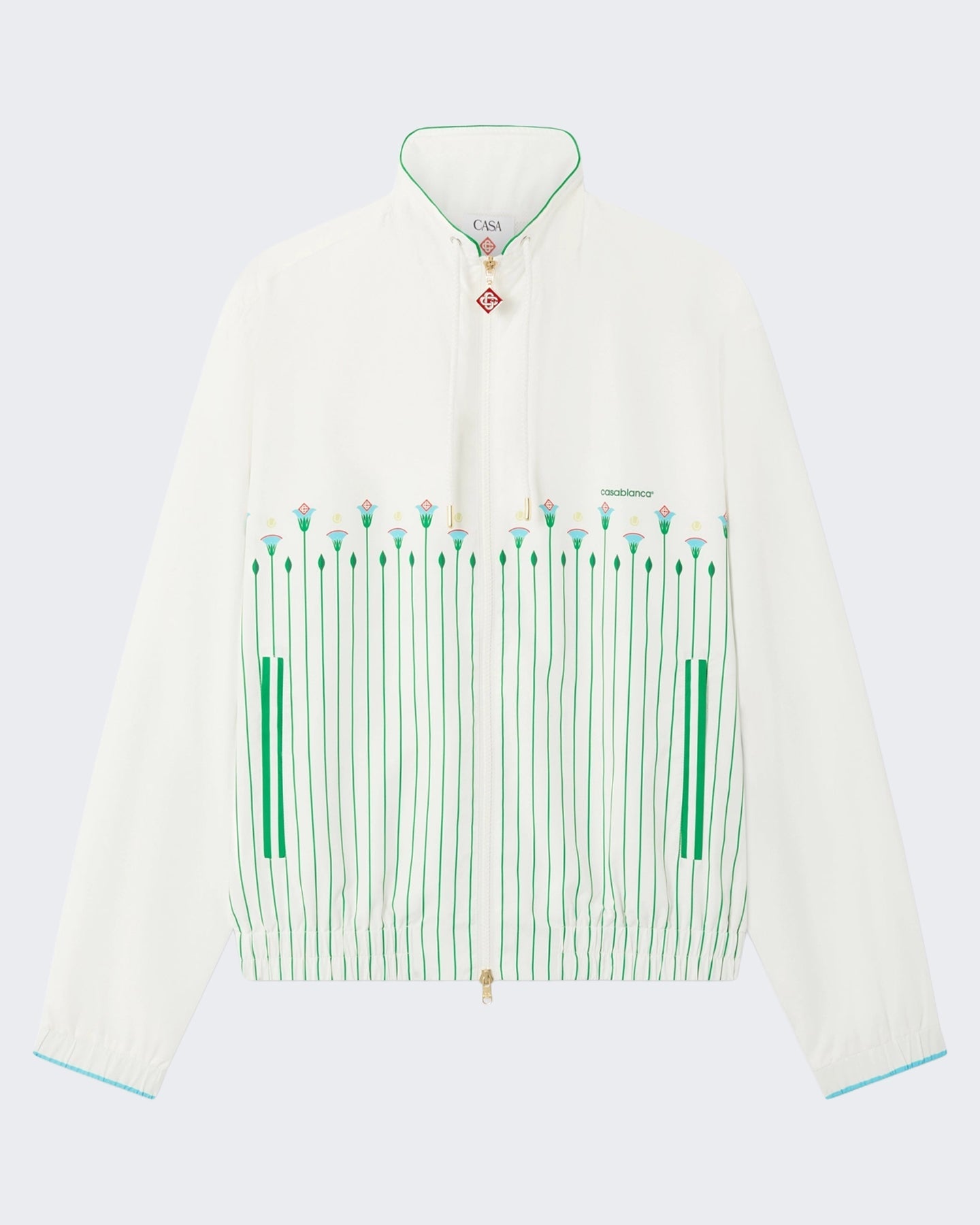 Casablanca Heren Printed Windbreaker Jacket Sporty Floral Stripe - Eleganza.nl