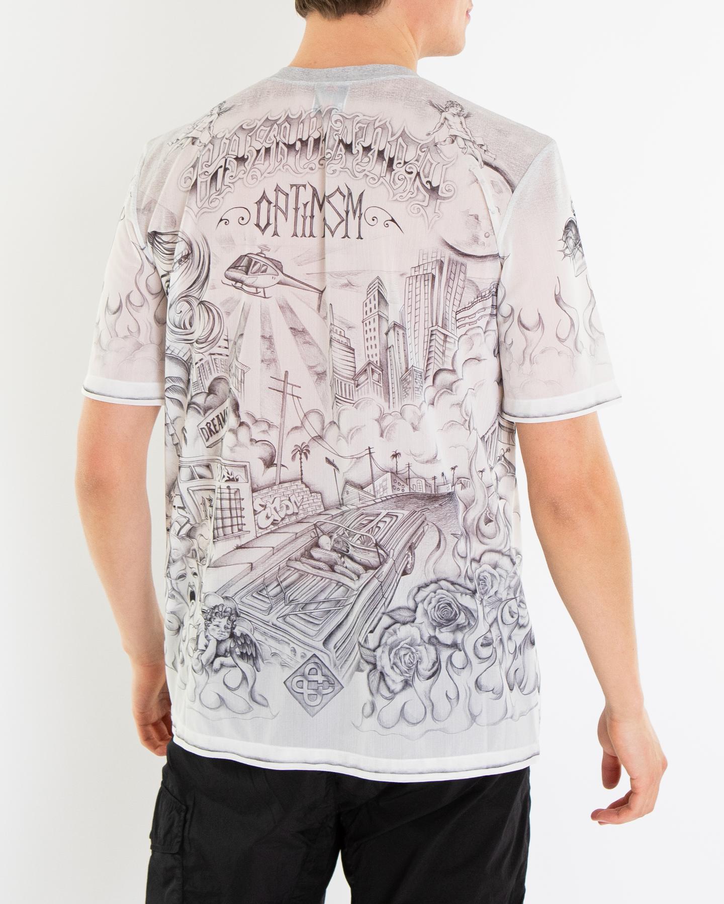 Casablanca Heren Tattoo Mesh T-Shirt Wit - Eleganza.nl