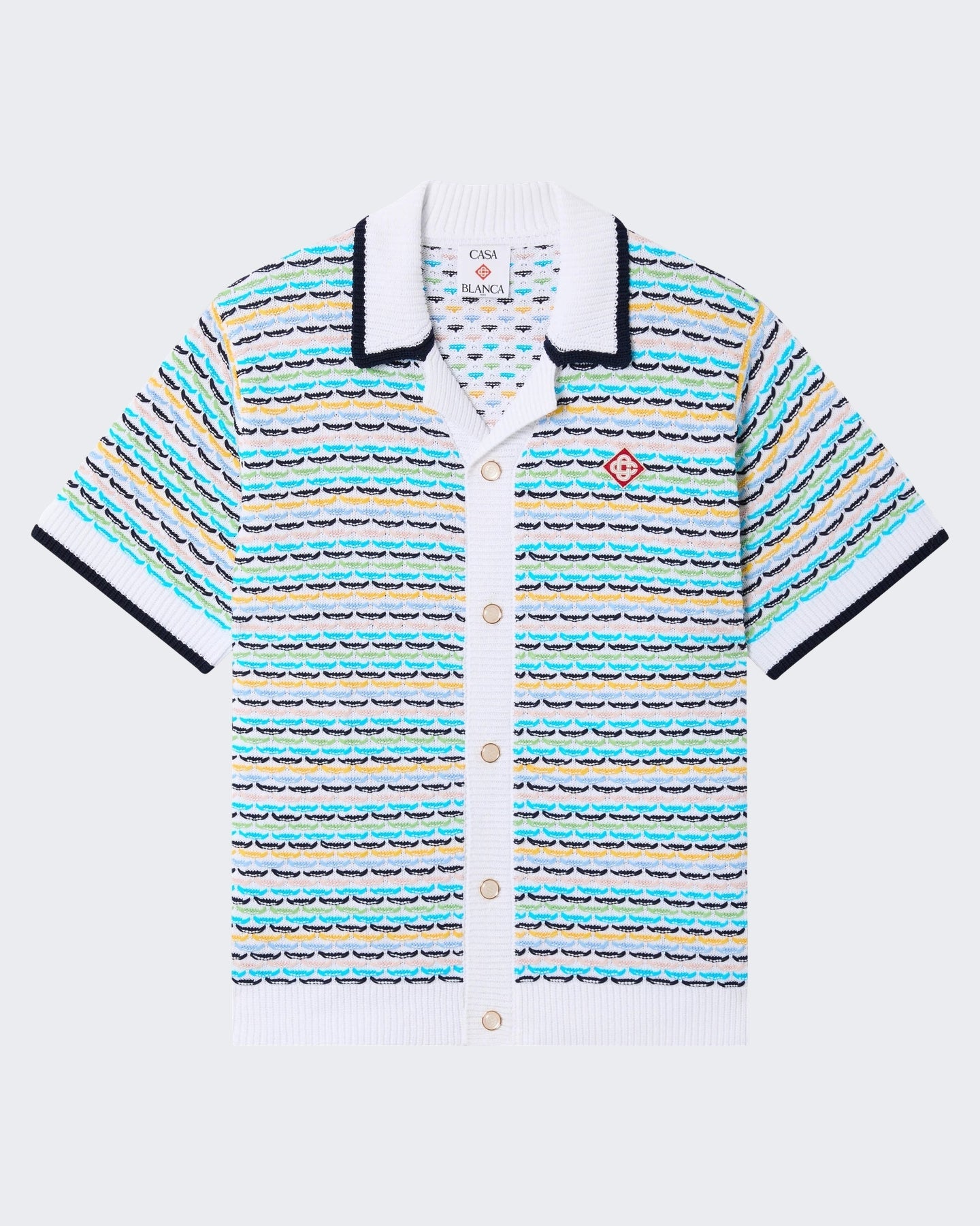 Casablanca Heren Tuck Stitch Short Sleeve Shirt Multi - Eleganza.nl