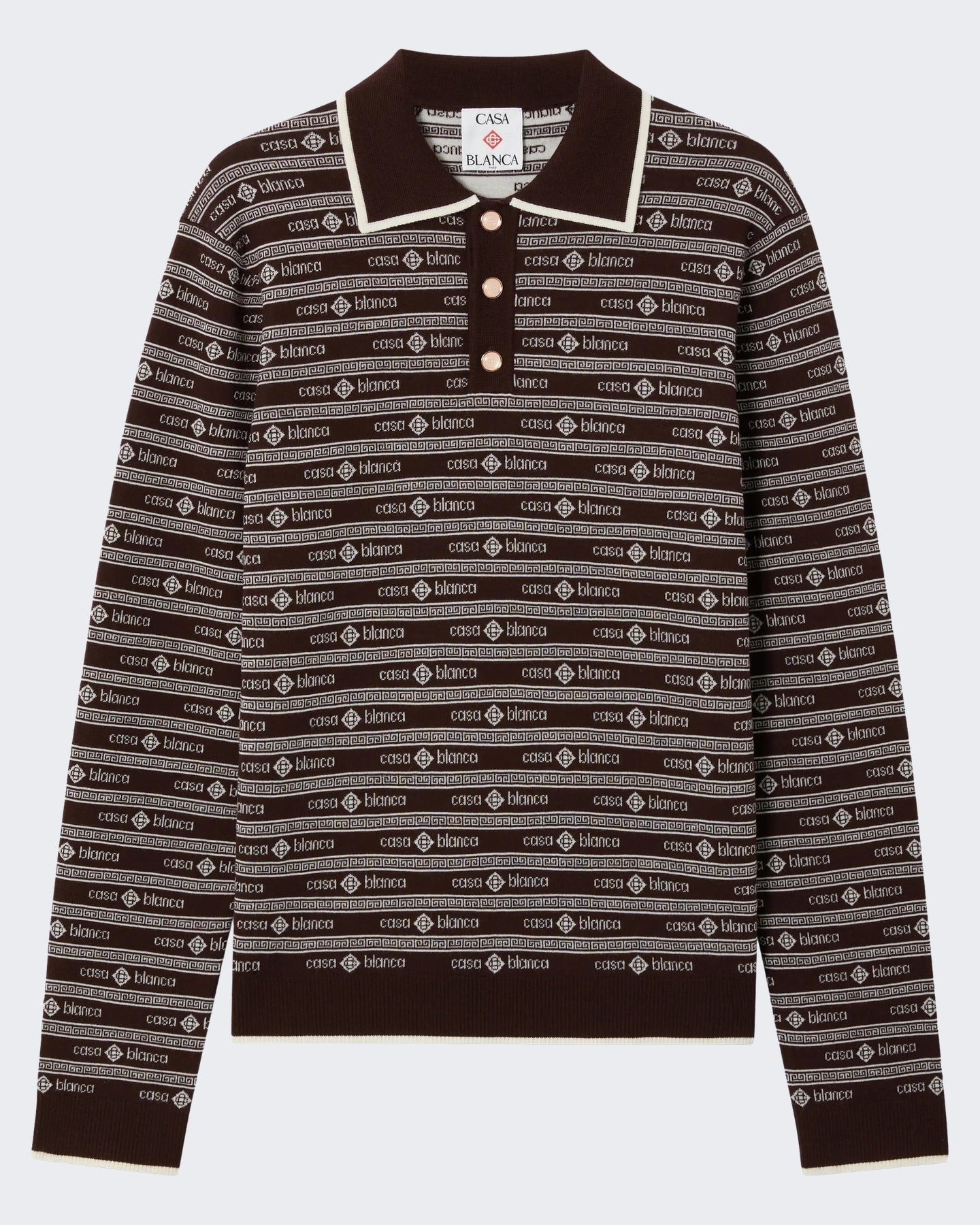 Casablanca Heren Wordmark Long Sleeve Polo Bruin - Eleganza.nl
