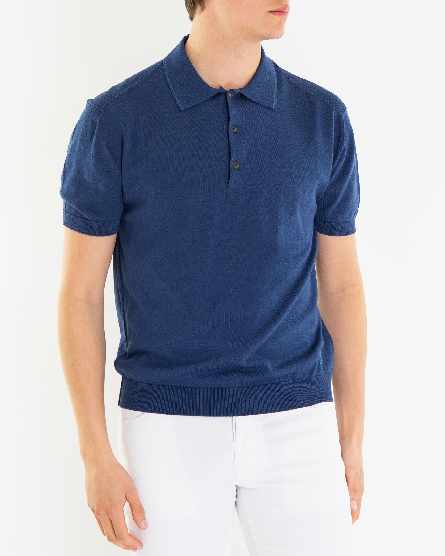 C.P.Company Heren Polo Collar Knit Blauw - Eleganza.nl