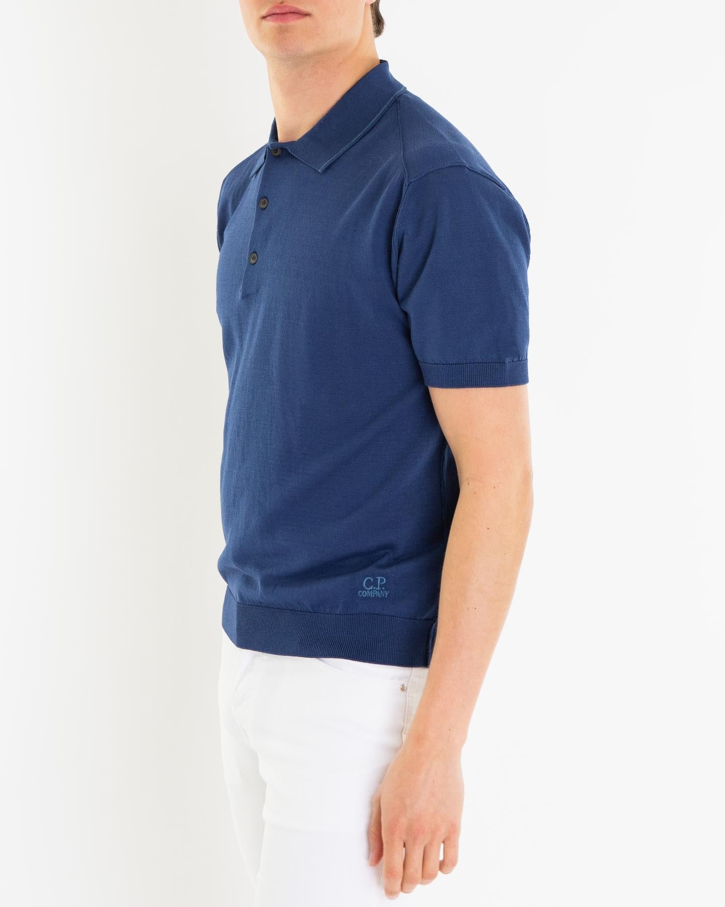 C.P.Company Heren Polo Collar Knit Blauw - Eleganza.nl