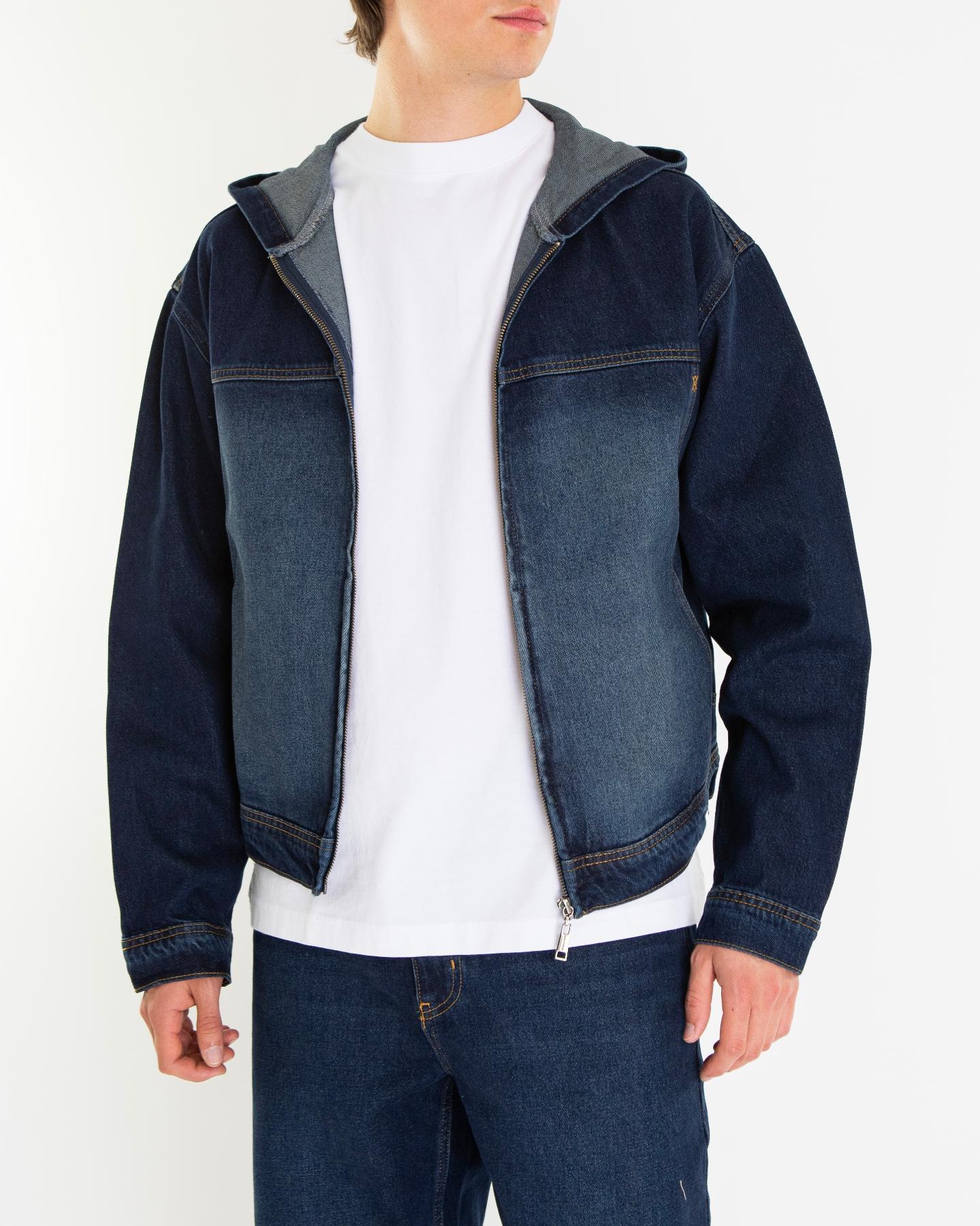 Heren Washed Denim Jacket Blauw