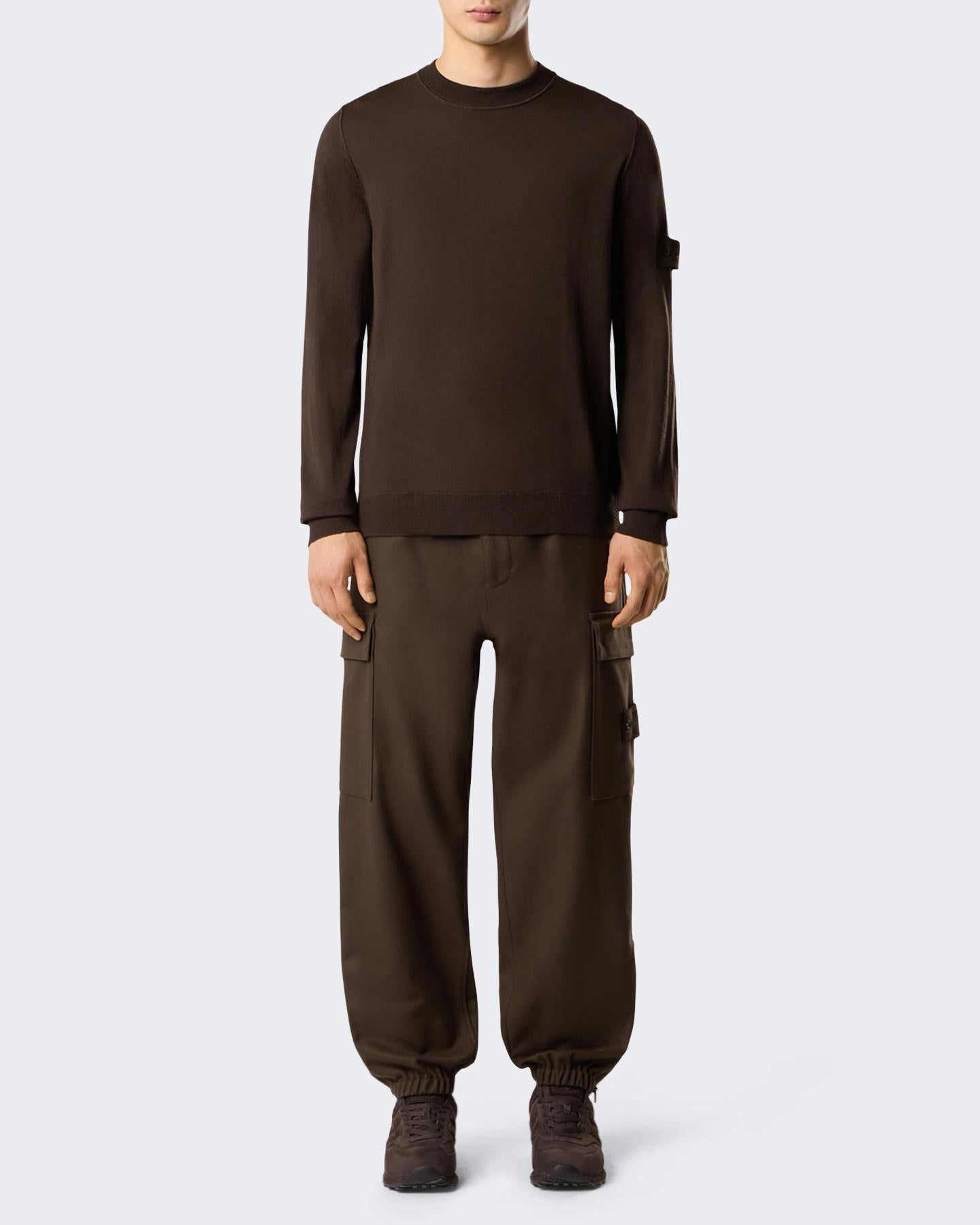 Heren Logo Patch Sweater Wool Bruin