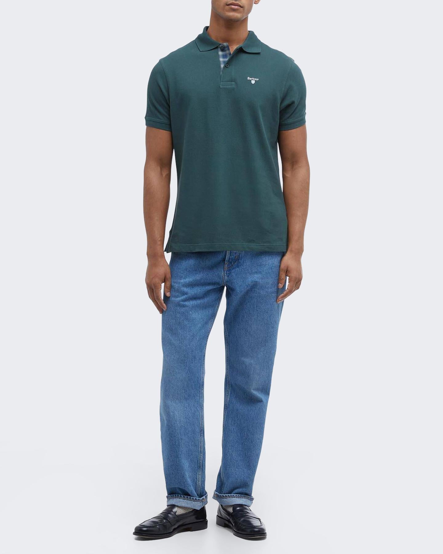 Heren Tartan Pique Polo Groen