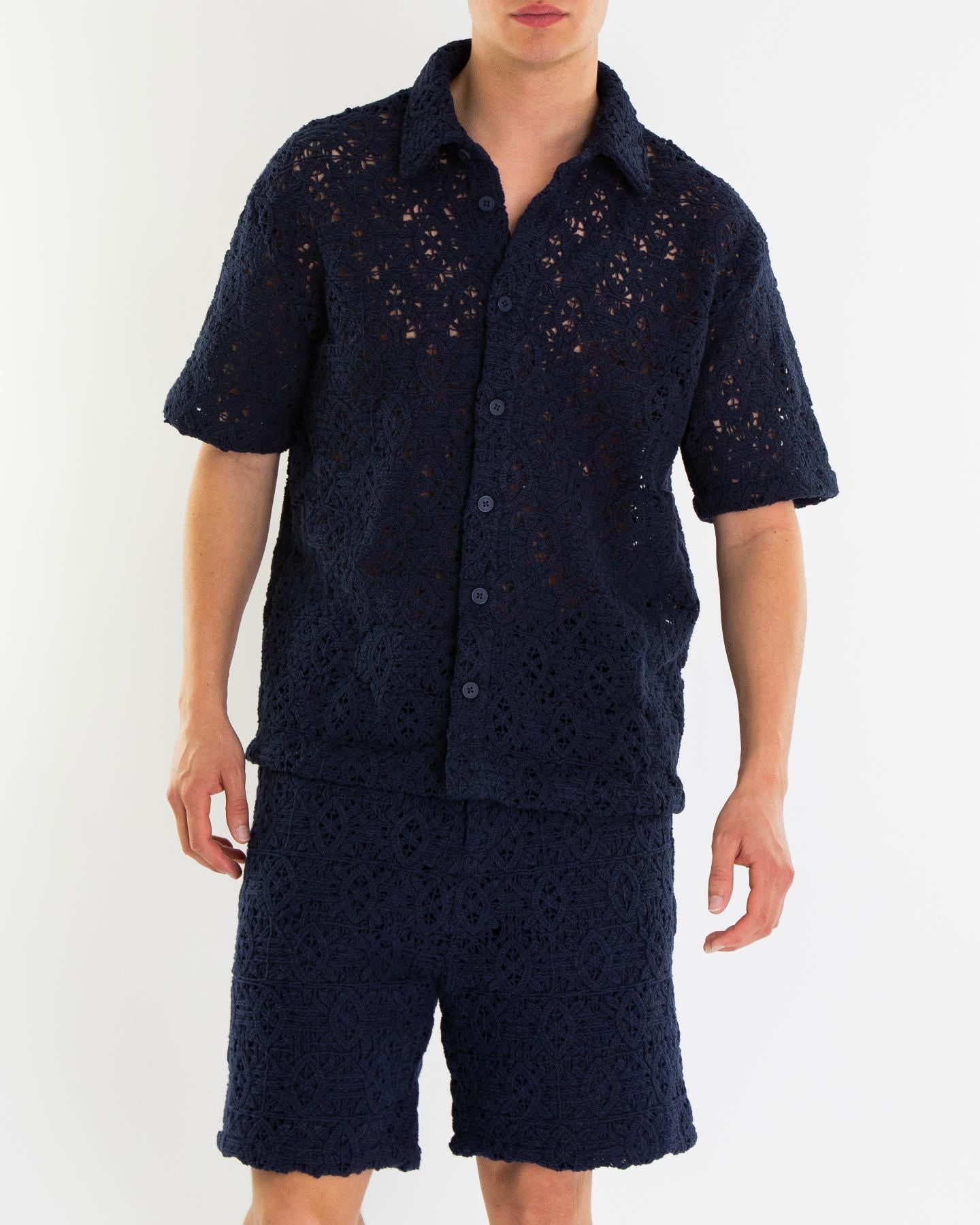Daily Paper Heren Lace Shield Shirt Blauw - Eleganza.nl
