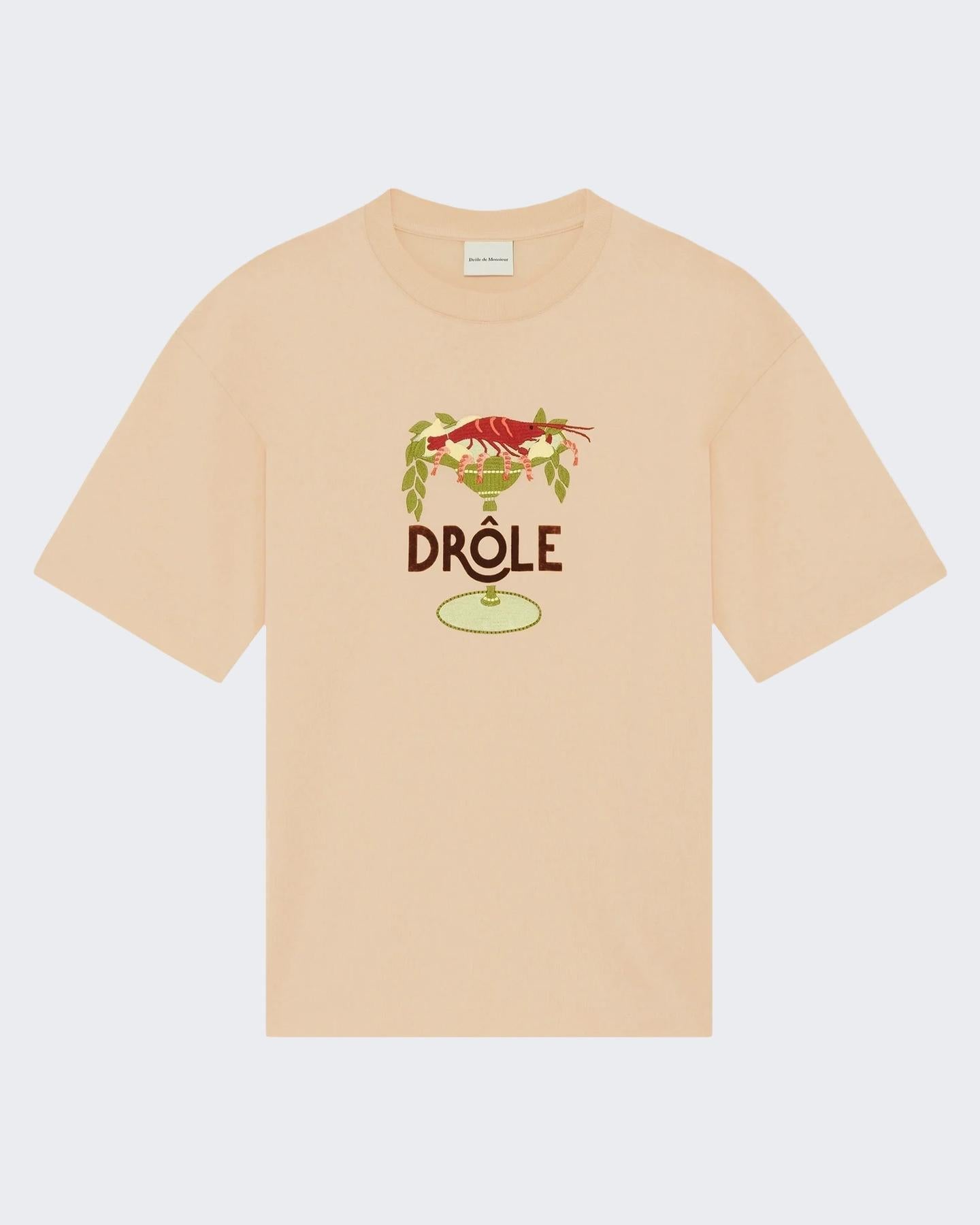 Drole De Monsieur Heren Lobster Cup T-Shirt Geel