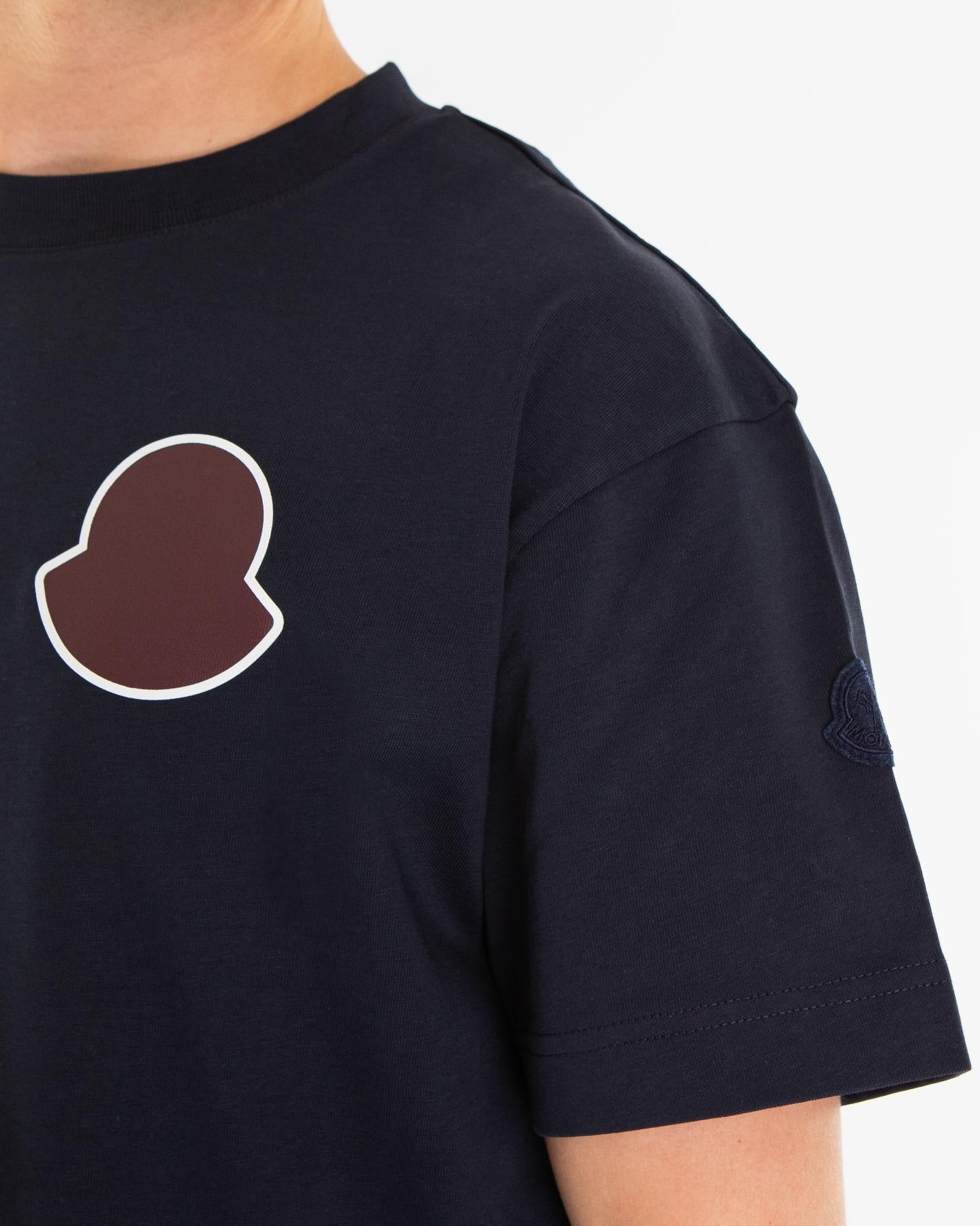 Heren Curved Logo T-Shirt Blauw