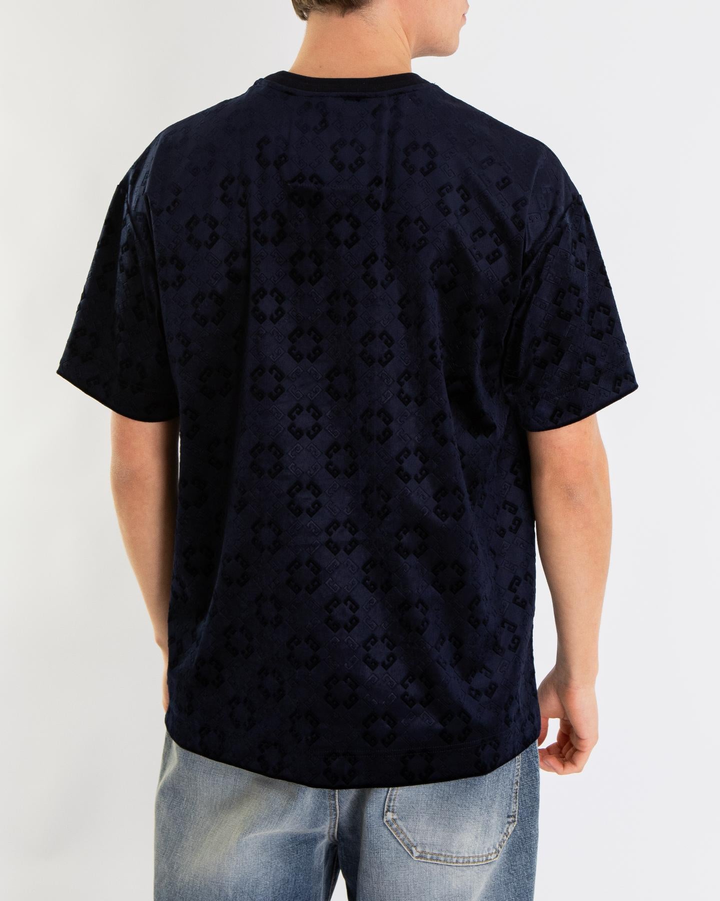 Heren Monogram Velvet Shirt Blauw