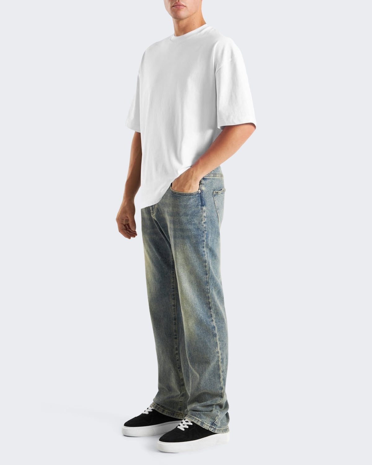 Don't Waste Culture Heren Jeans in vervaagde wassing Lichtgrijs - Eleganza.nl