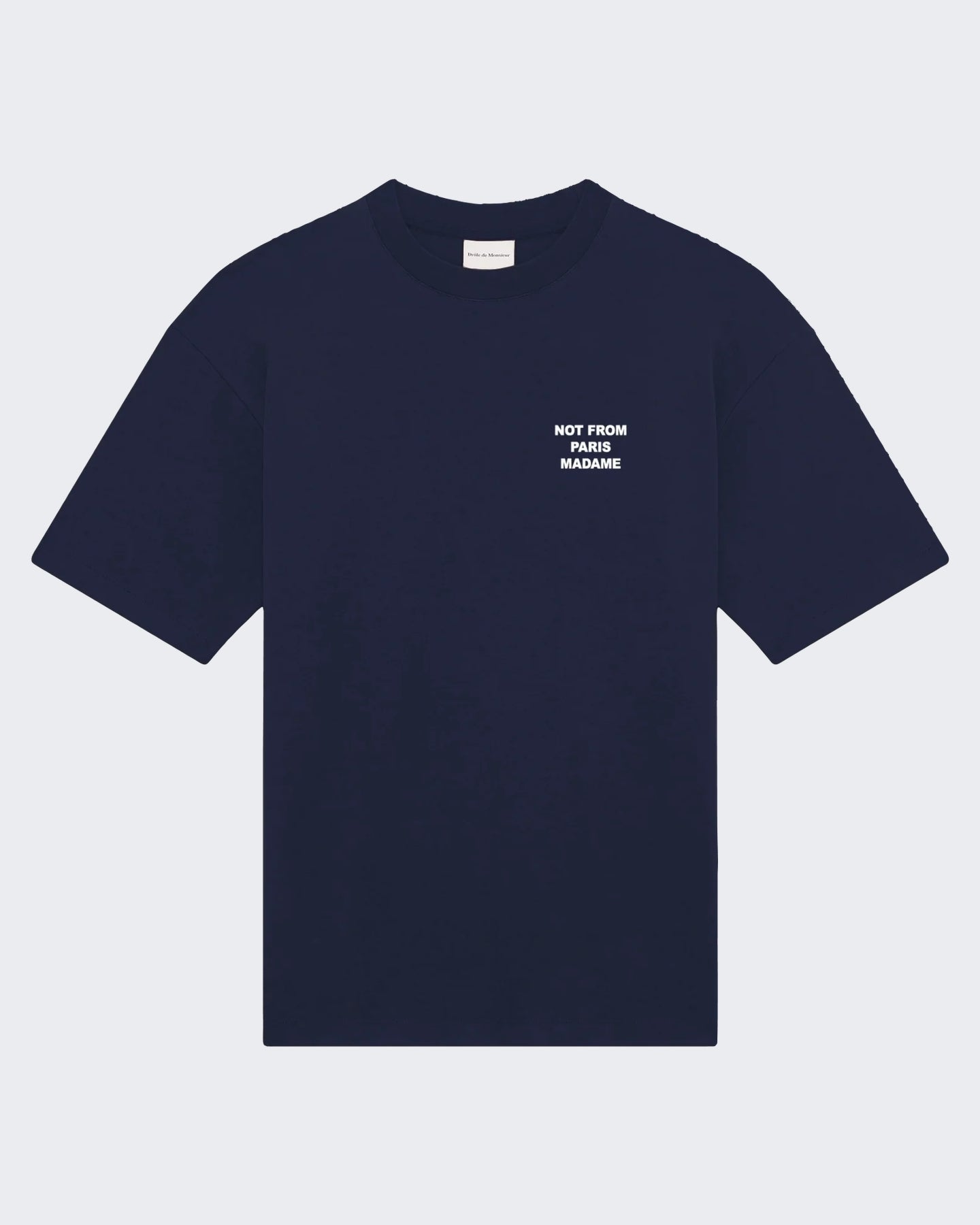 Drole De Monsieur Heren Bold Slogan T-Shirt Blauw - Eleganza.nl