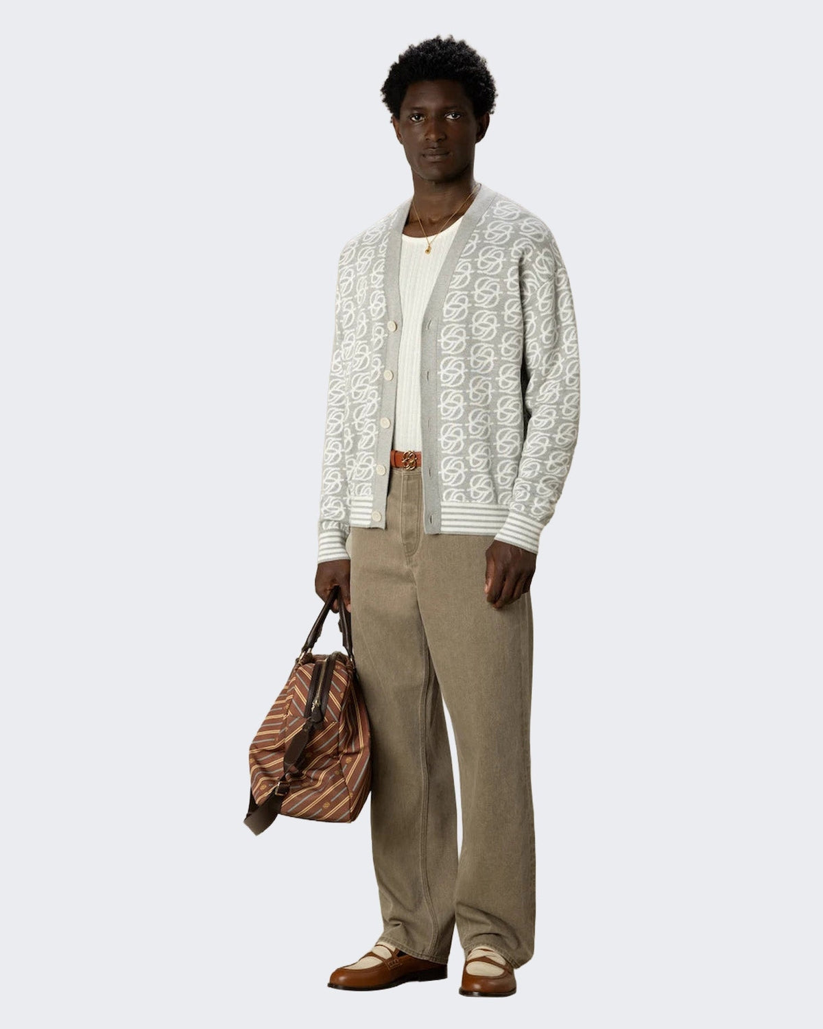 Drole De Monsieur Heren D Mirror Monogram Knit Cardigan Grijs - Eleganza.nl