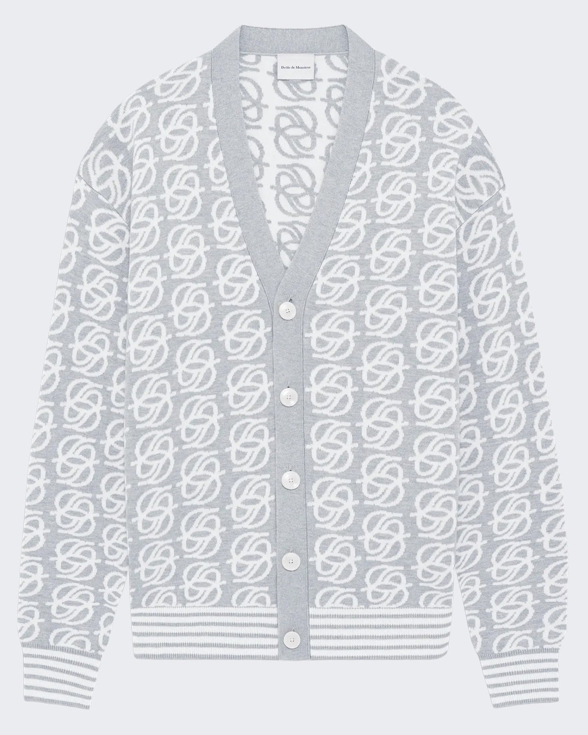 Drole De Monsieur Heren D Mirror Monogram Knit Cardigan Grijs - Eleganza.nl