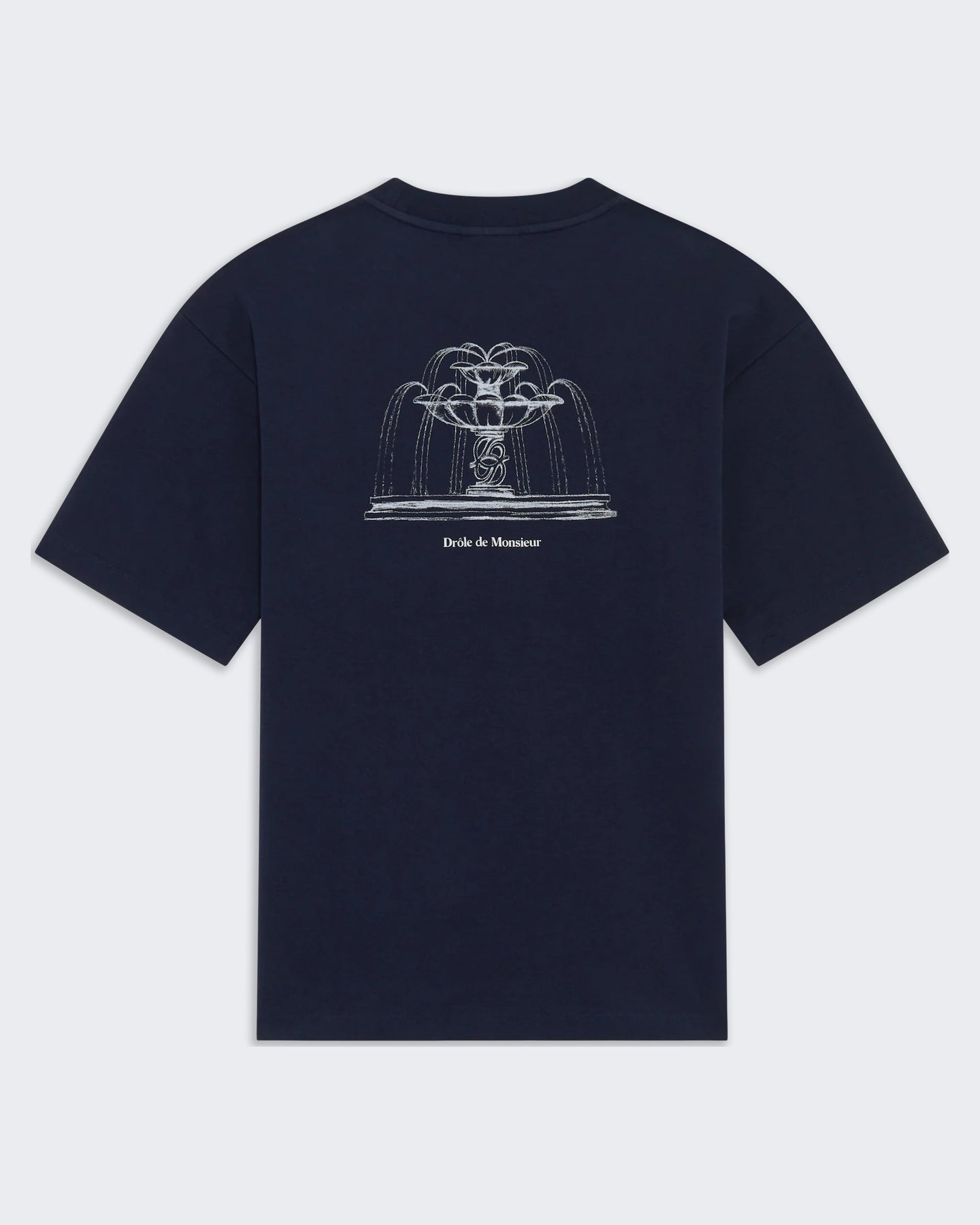 Drole De Monsieur Heren Fountain T-shirt met fontein print Blauw - Eleganza.nl