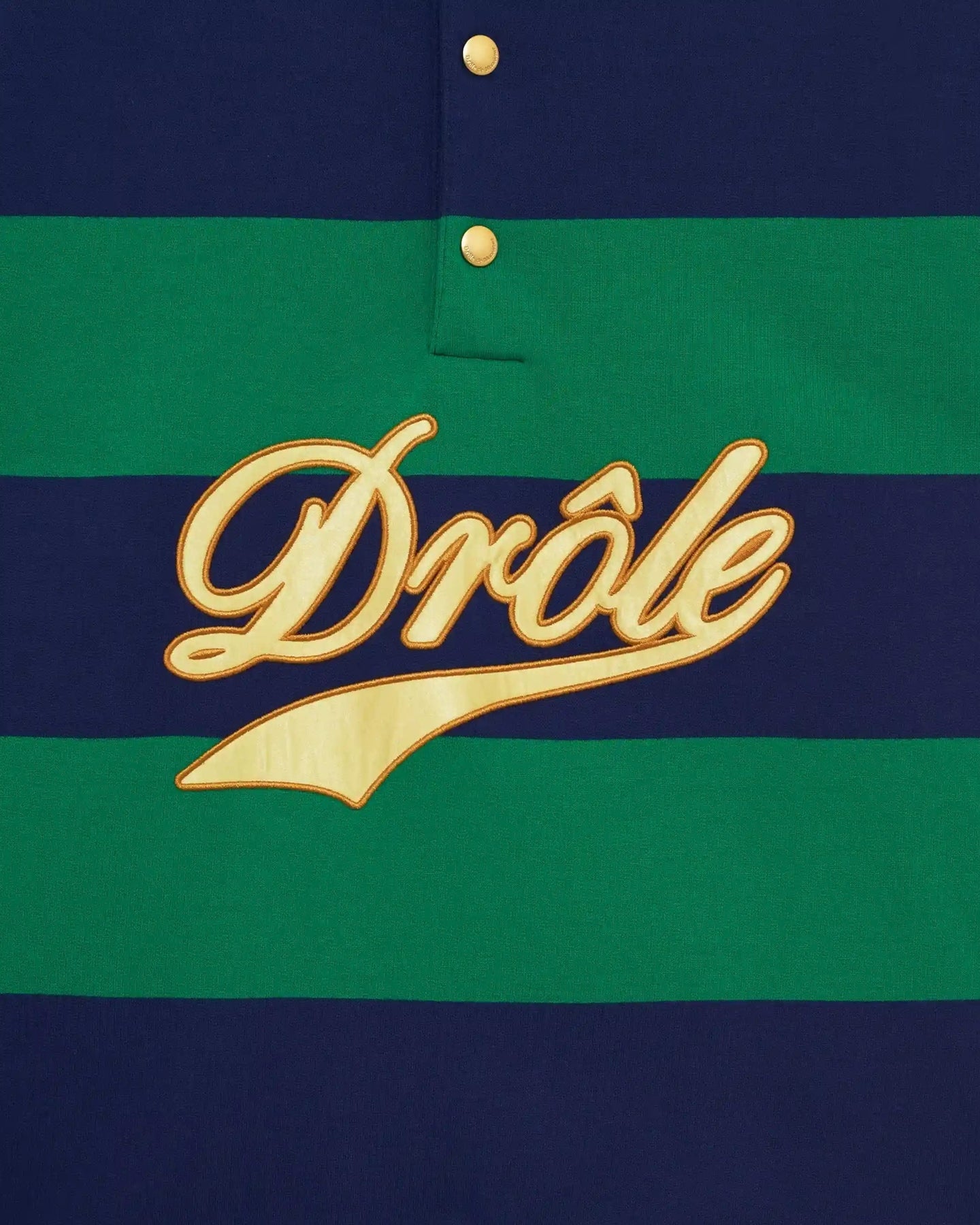 Drole De Monsieur Heren Gestreepte polo met borduursel Groen - Eleganza.nl