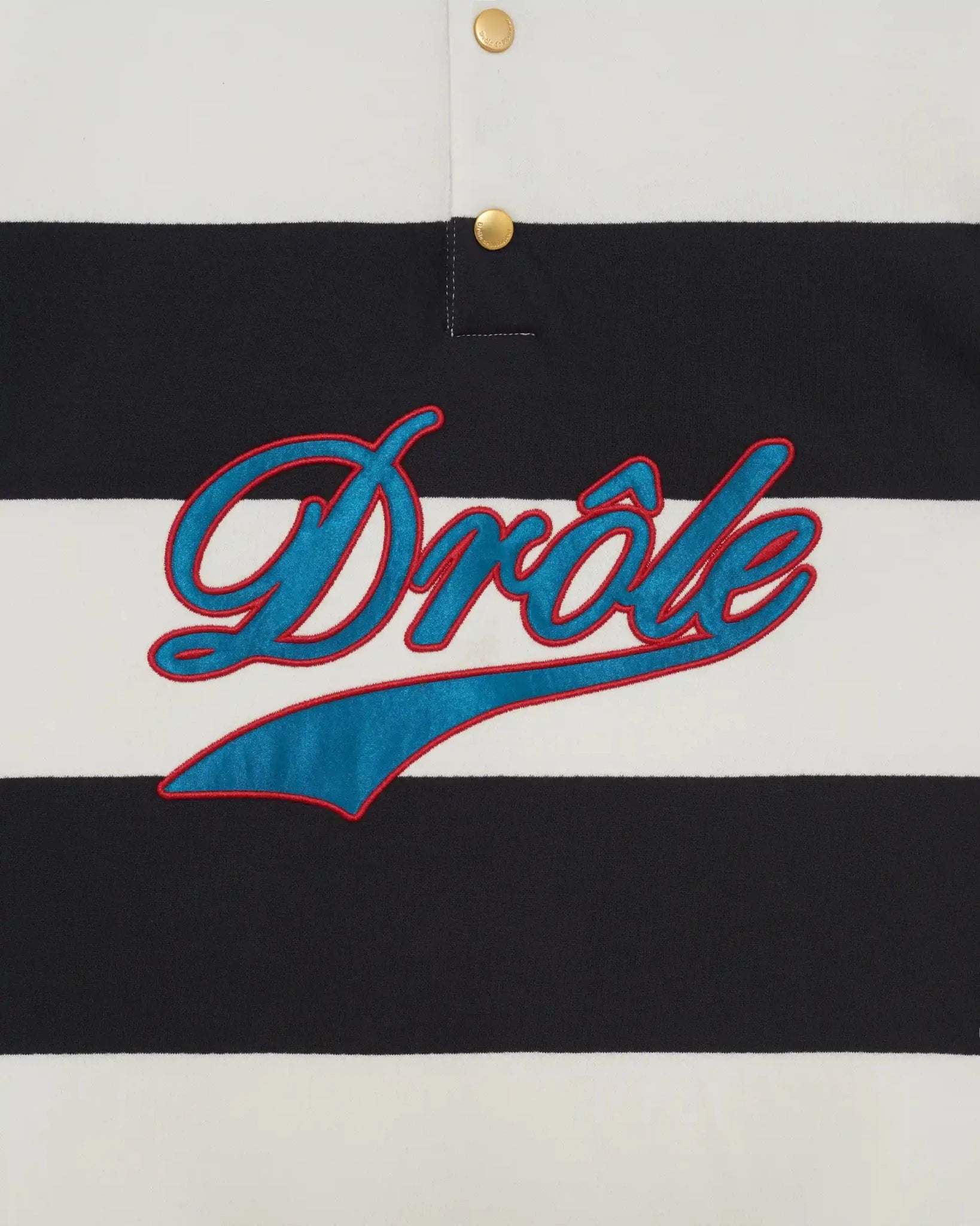 Drole De Monsieur Heren Polo met geborduurd streeppatroon Wit - Eleganza.nl