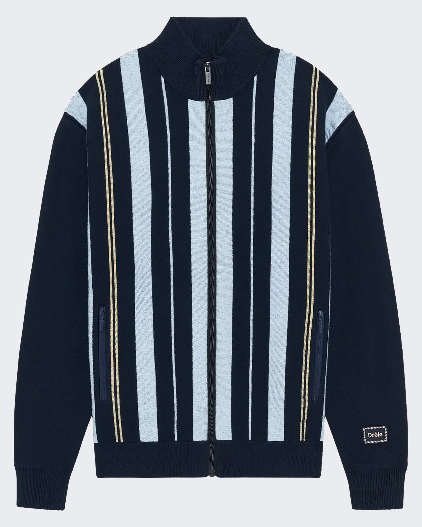 Drole De Monsieur Heren Striped Zipped Knit Jacket Blauw - Eleganza.nl