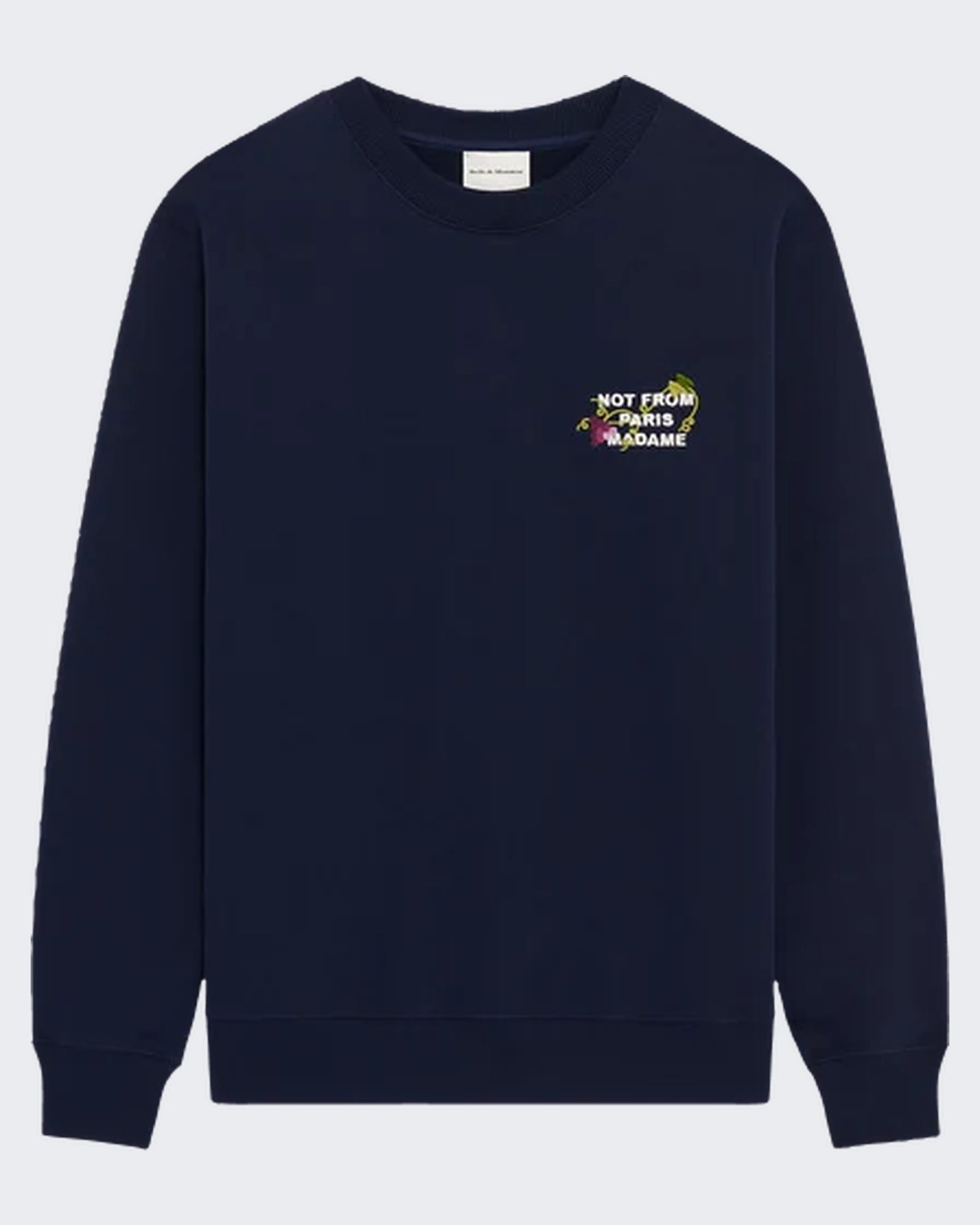 Drole De Monsieur Heren Vine Embroidered Slogan Sweatshirt Blauw - Eleganza.nl