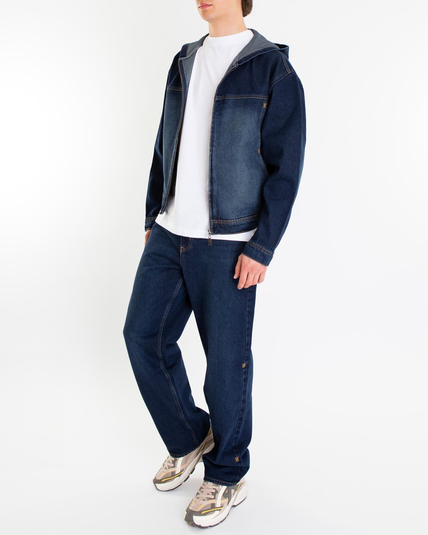 Heren Washed Denim Jacket Blauw