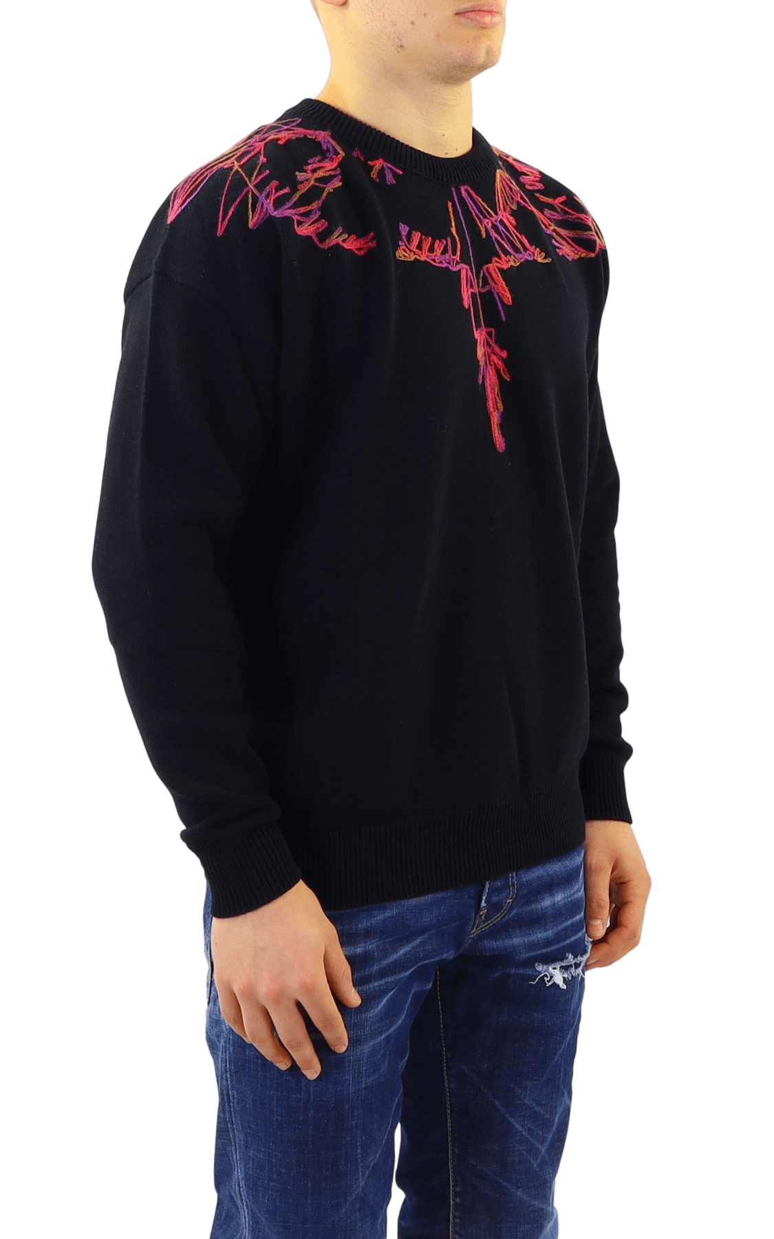 Men Wings Knit Relax Slim Crew