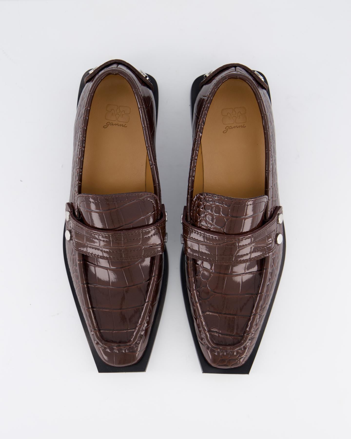 Dames Brown Croco Loafers
