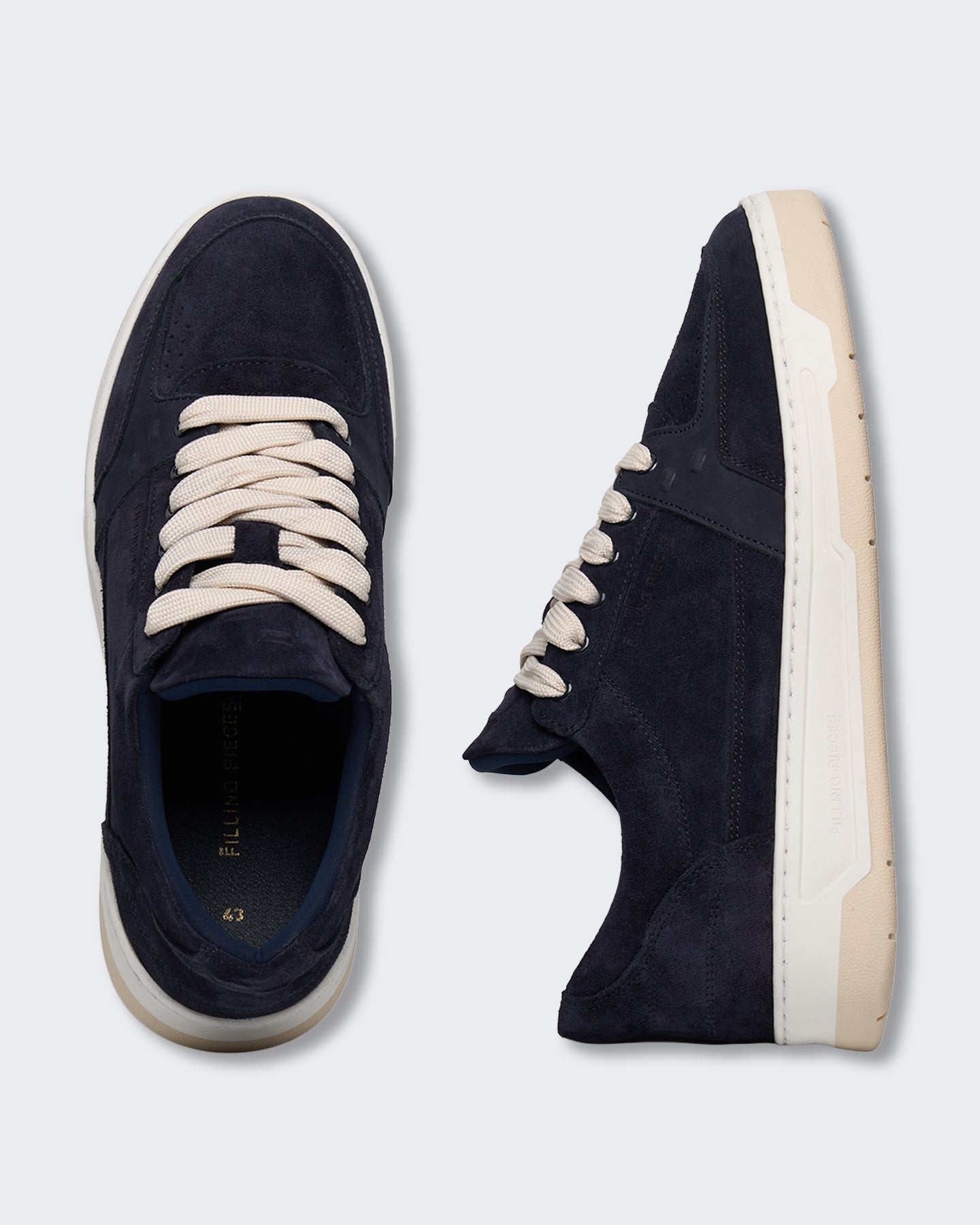 Filling Pieces Heren Low Vise suède sneaker in Blauw - Eleganza.nl