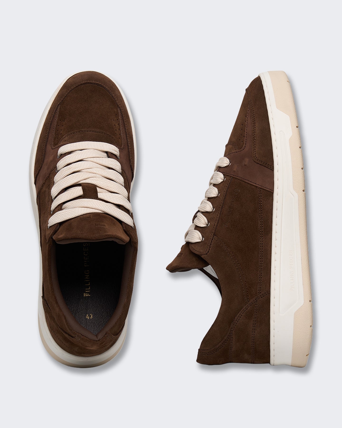 Filling Pieces Heren Low Vise suède sneaker in Chocoladebruin - Eleganza.nl