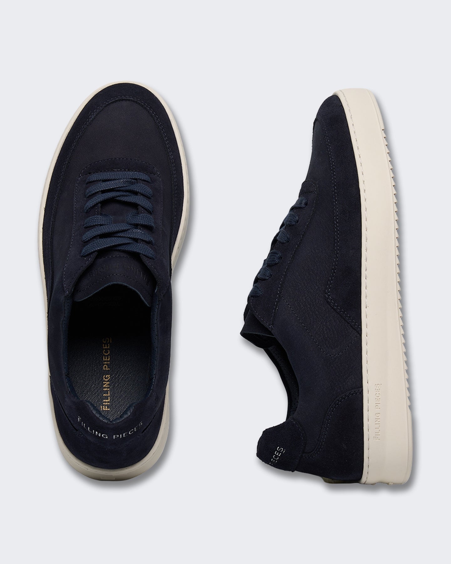 Filling Pieces Heren Suède sneaker met grainleer textuur Blauw - Eleganza.nl