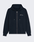 FLÂNEUR Men's Signature Zip-Up Hoodie with Zip and Hood Blue — huidige kleur