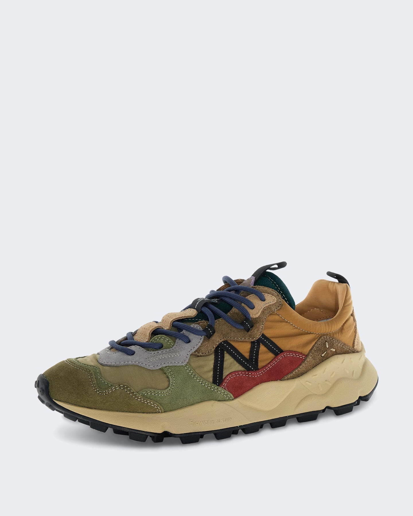 Flower Mountain Heren Leren sneaker met suède details Bruin - Eleganza.nl