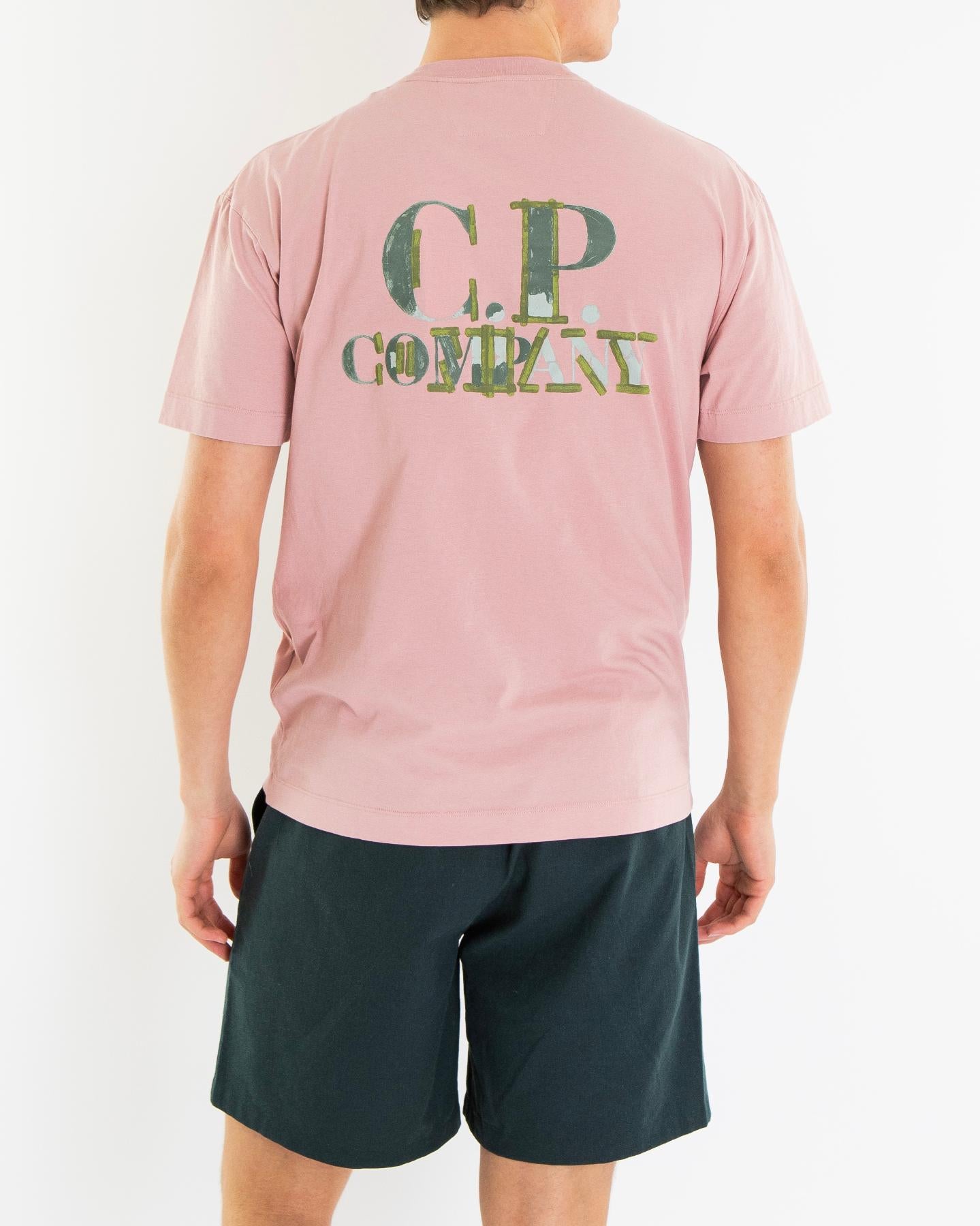 Heren Printed Logo T-Shirt Roze