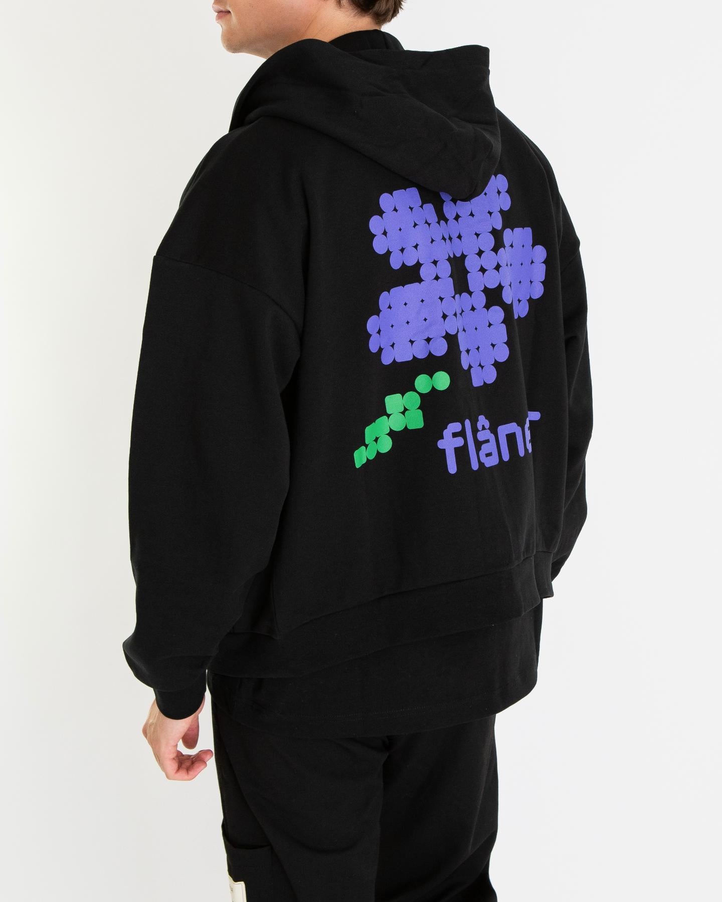 Heren Pixel Flower Zip-Up Zwart