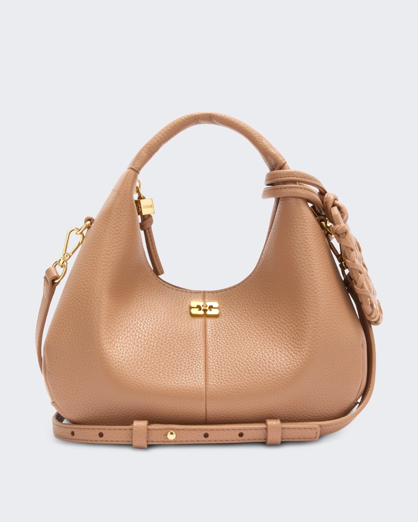Ganni Dames Hobo Mini gegreineerde Beige - Eleganza.nl