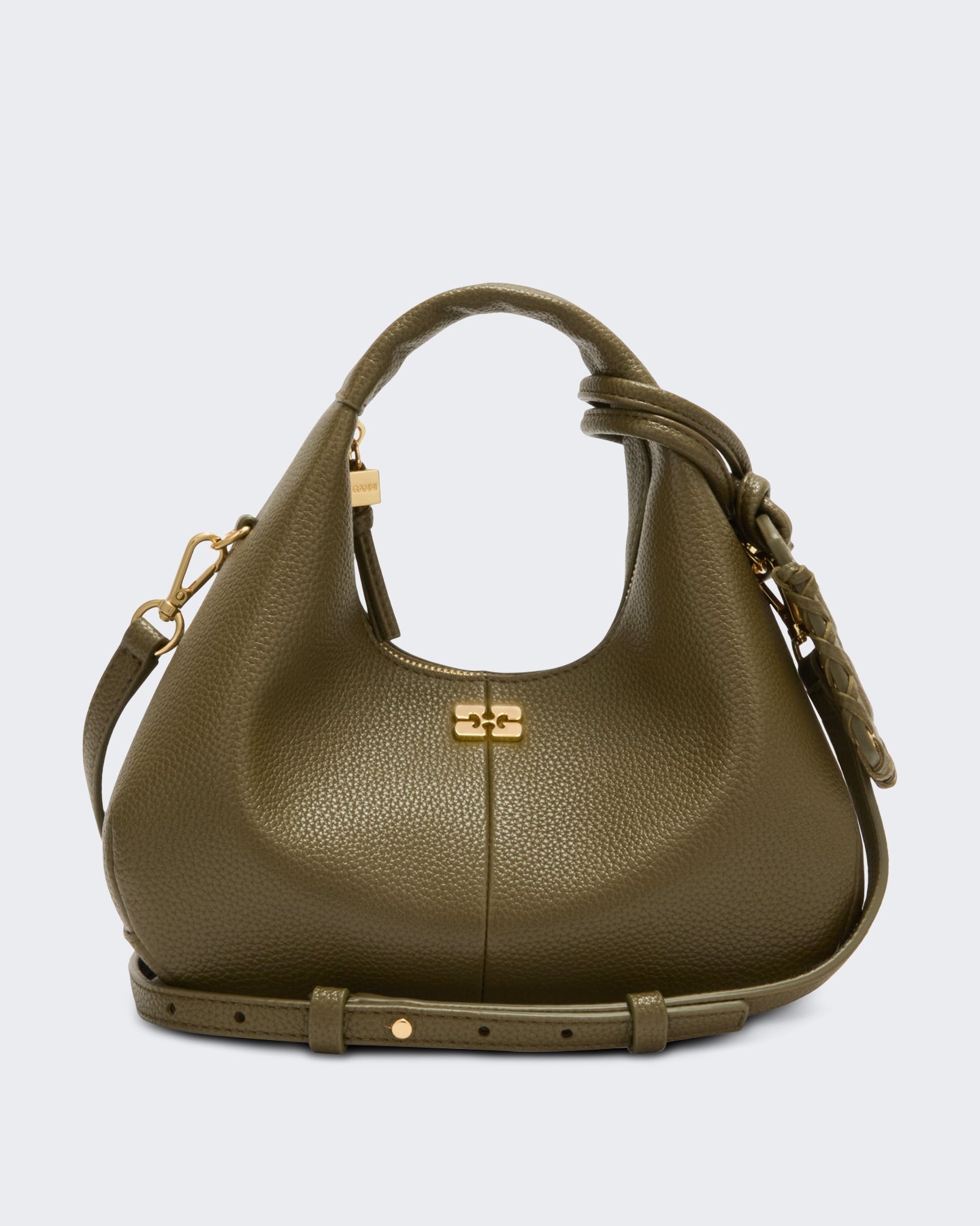 Ganni Dames Hobo Mini gegreineerde Groen - Eleganza.nl