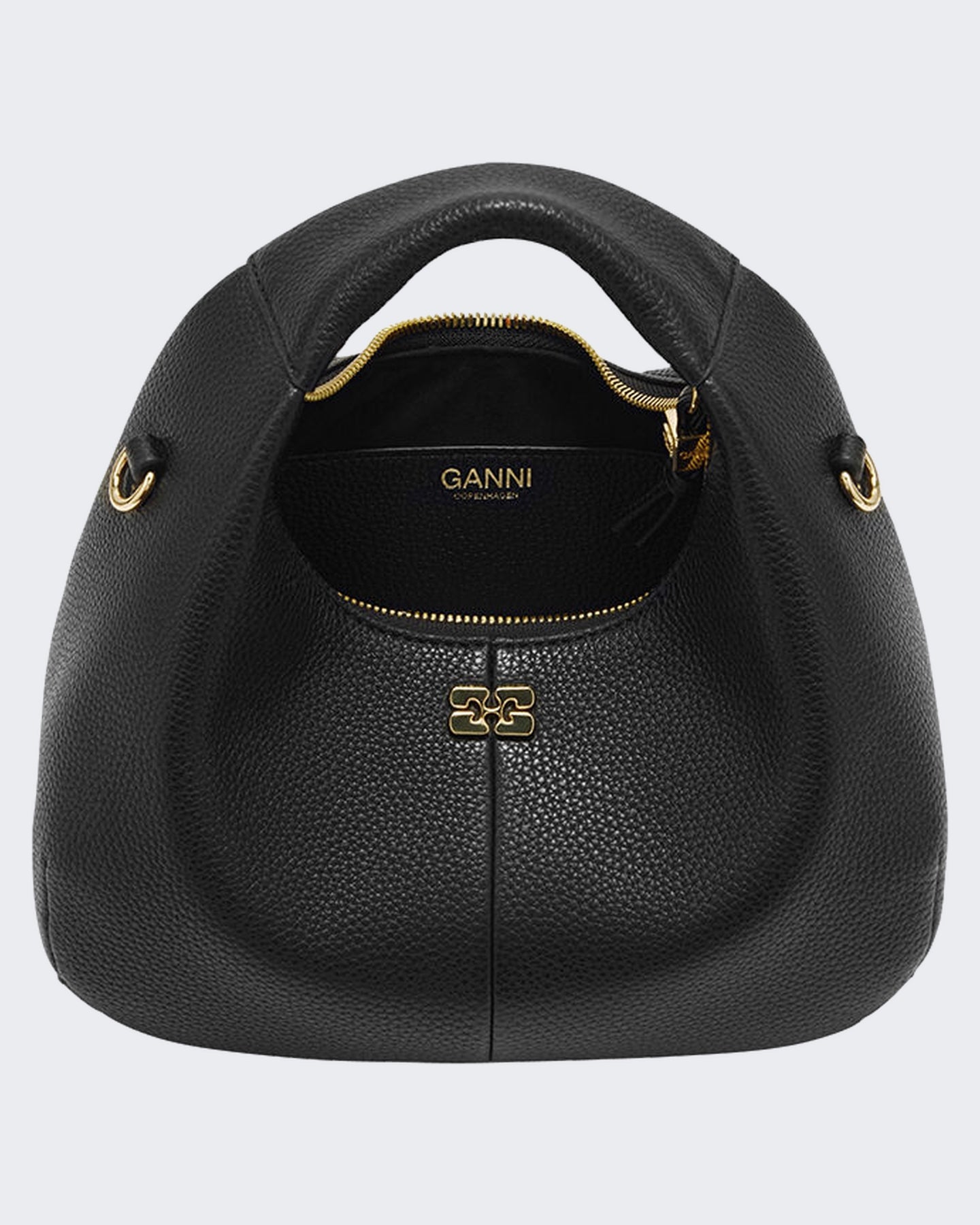 Ganni Dames Hobo Mini gegreineerde Zwart - Eleganza.nl