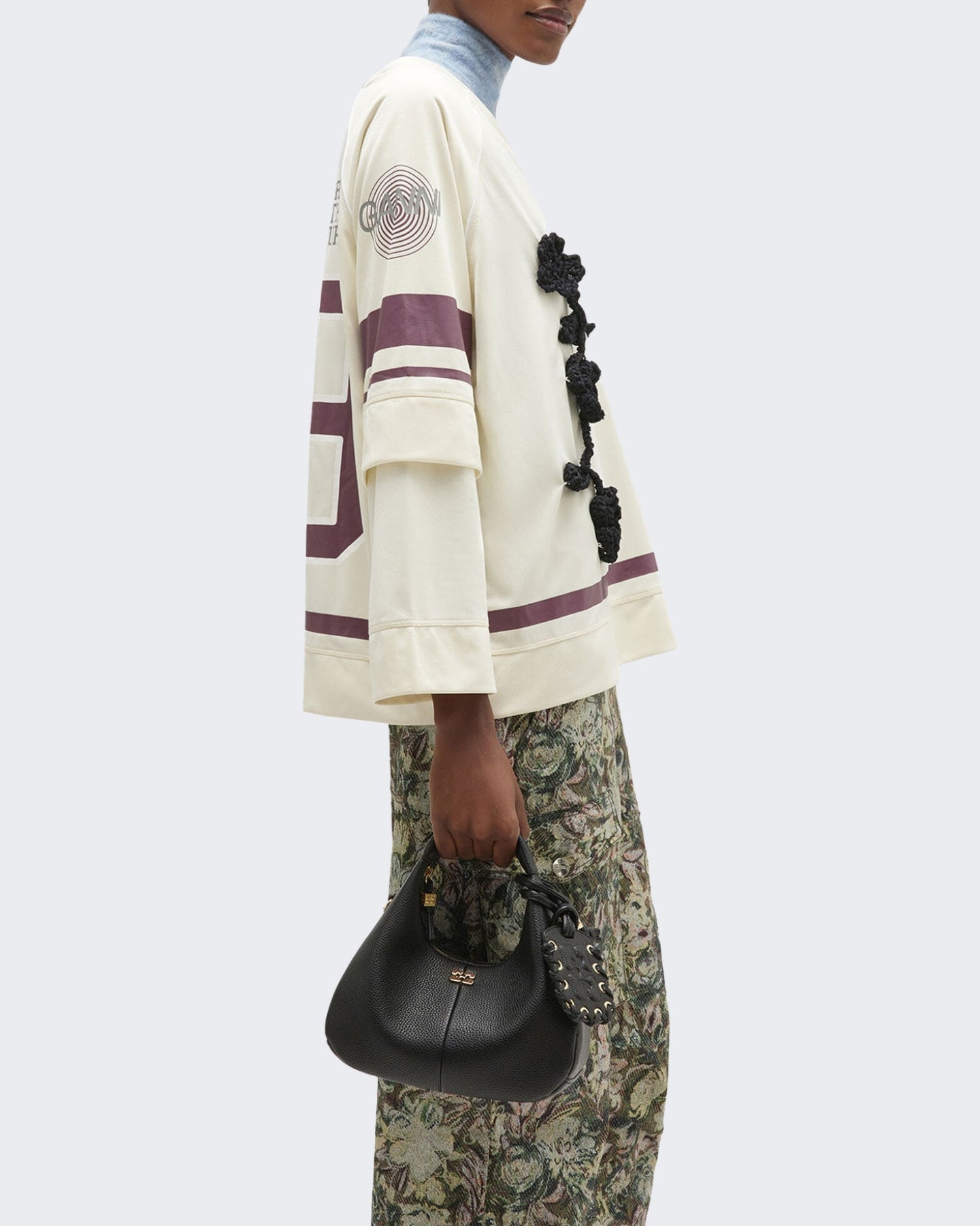 Ganni Dames Hobo Mini gegreineerde Zwart - Eleganza.nl