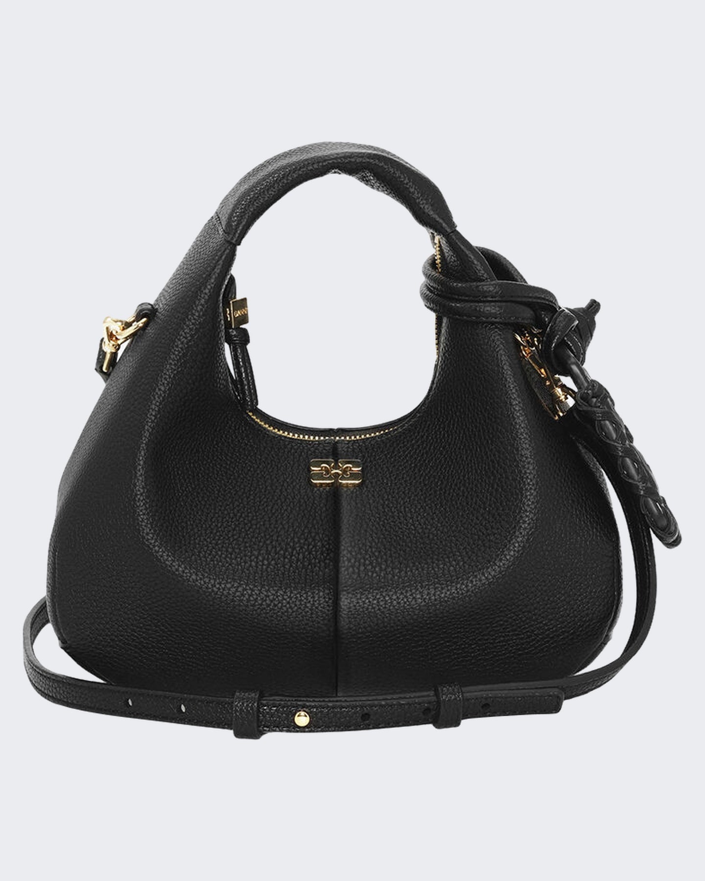 Ganni Dames Hobo Mini gegreineerde Zwart - Eleganza.nl