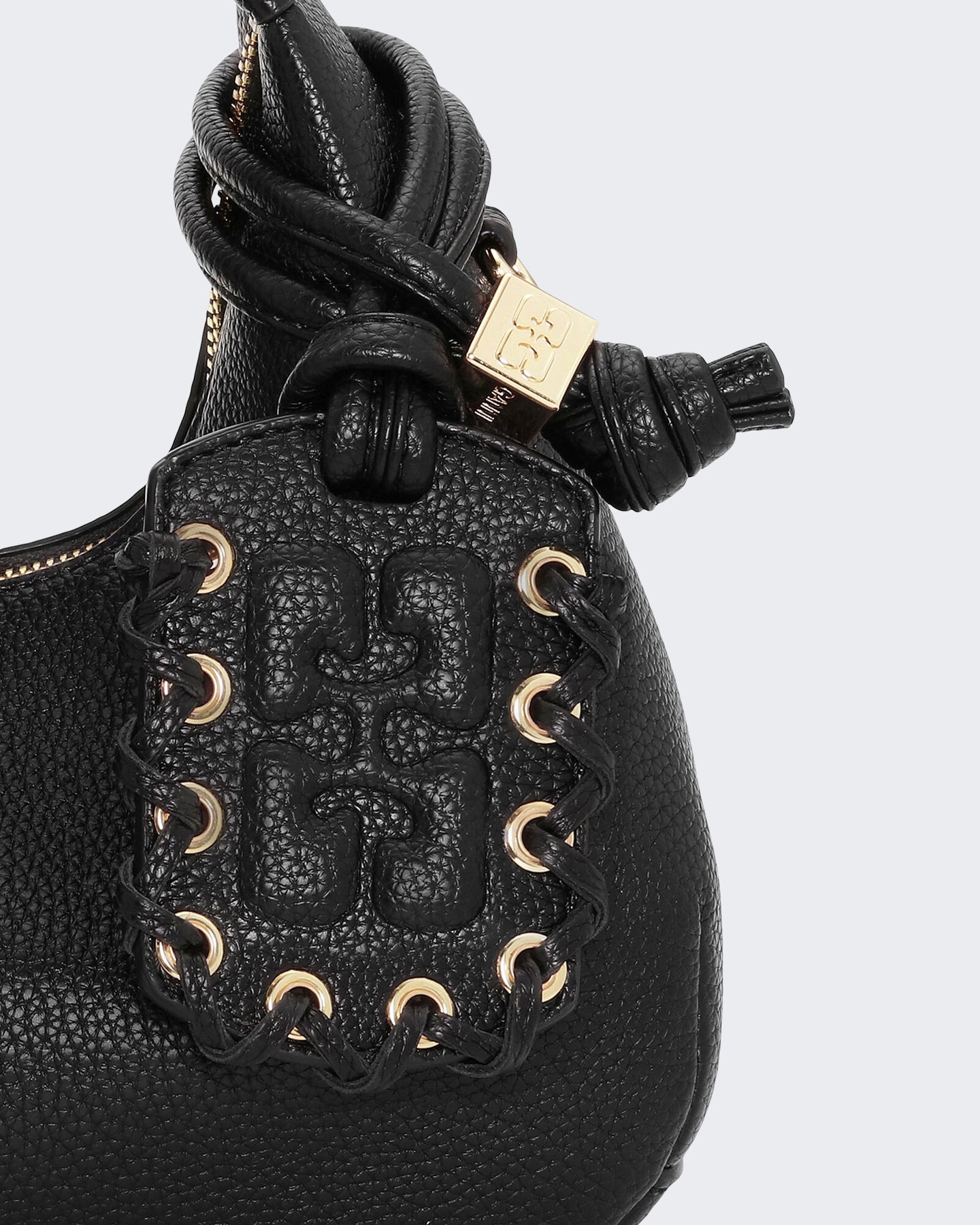 Ganni Dames Hobo Mini gegreineerde Zwart - Eleganza.nl