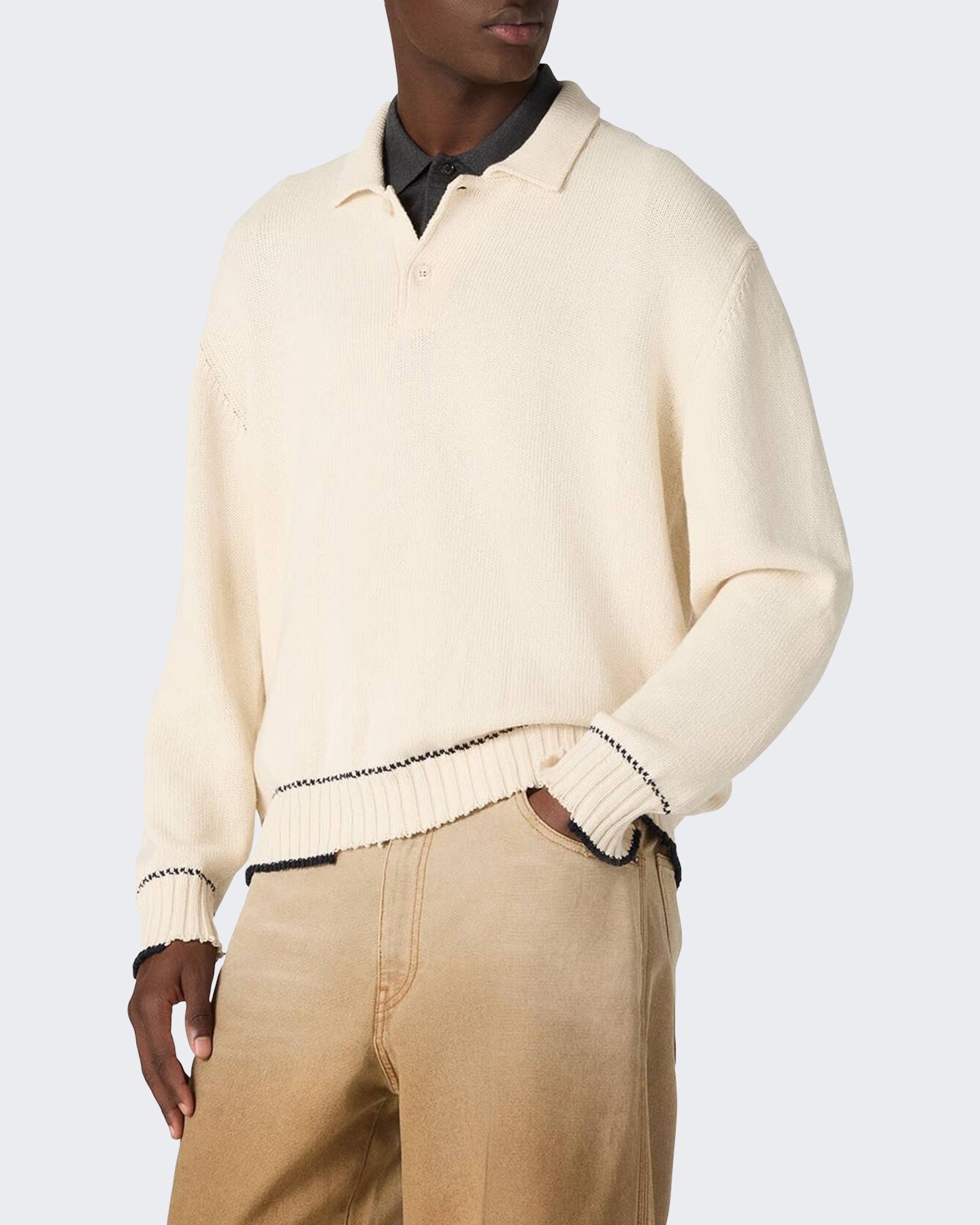 Golden Goose Heren Journey Knit Polo Wit - Eleganza.nl