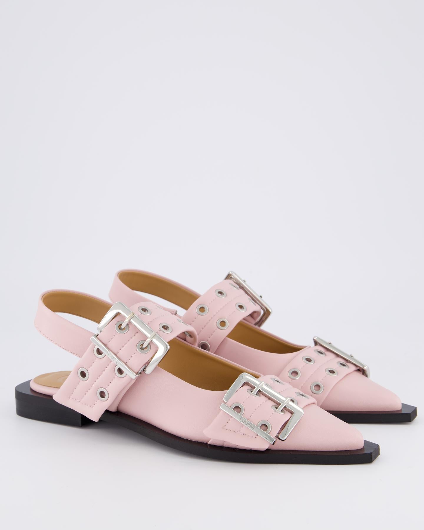 Dames Chunky Buckle Ballerina Roze