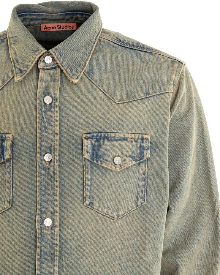Heren Denim Shirt Blauw