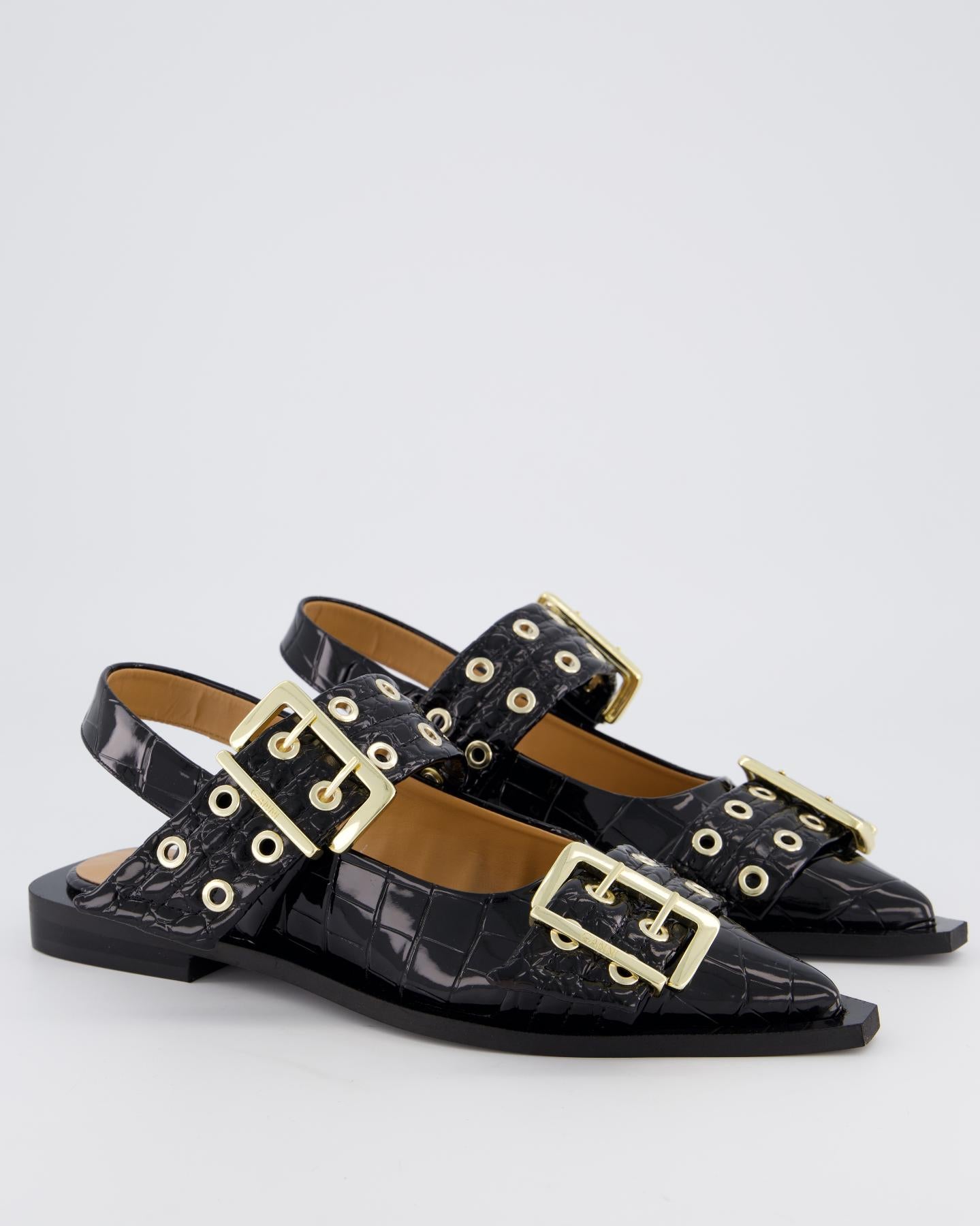 Women's Chunky Buckle Ballerina Croco